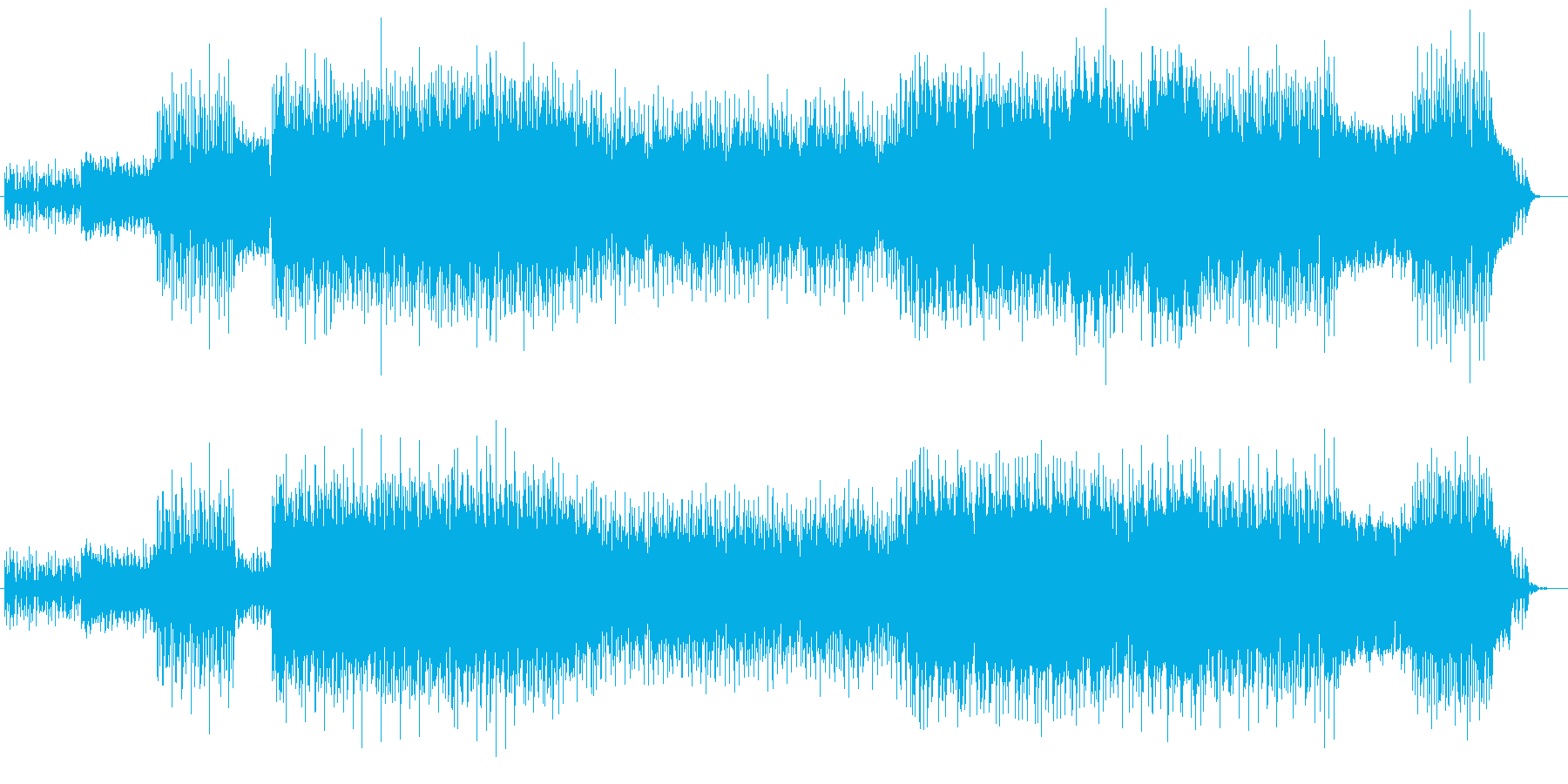 ギターリフがかっこいいパワフルな曲の再生済みの波形