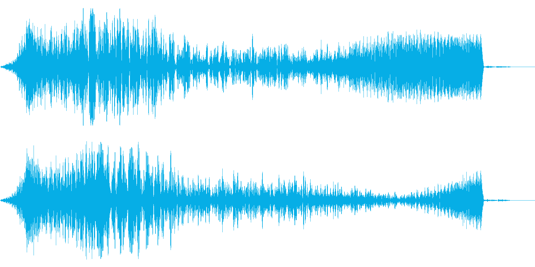 インパクト音〜ピアノフェードインの再生済みの波形