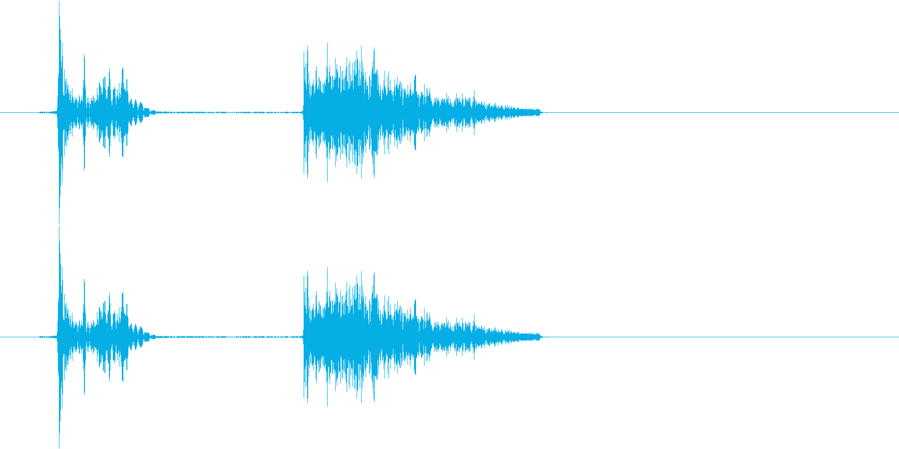 同一音をエフェクト加工したクリック音で…の再生済みの波形
