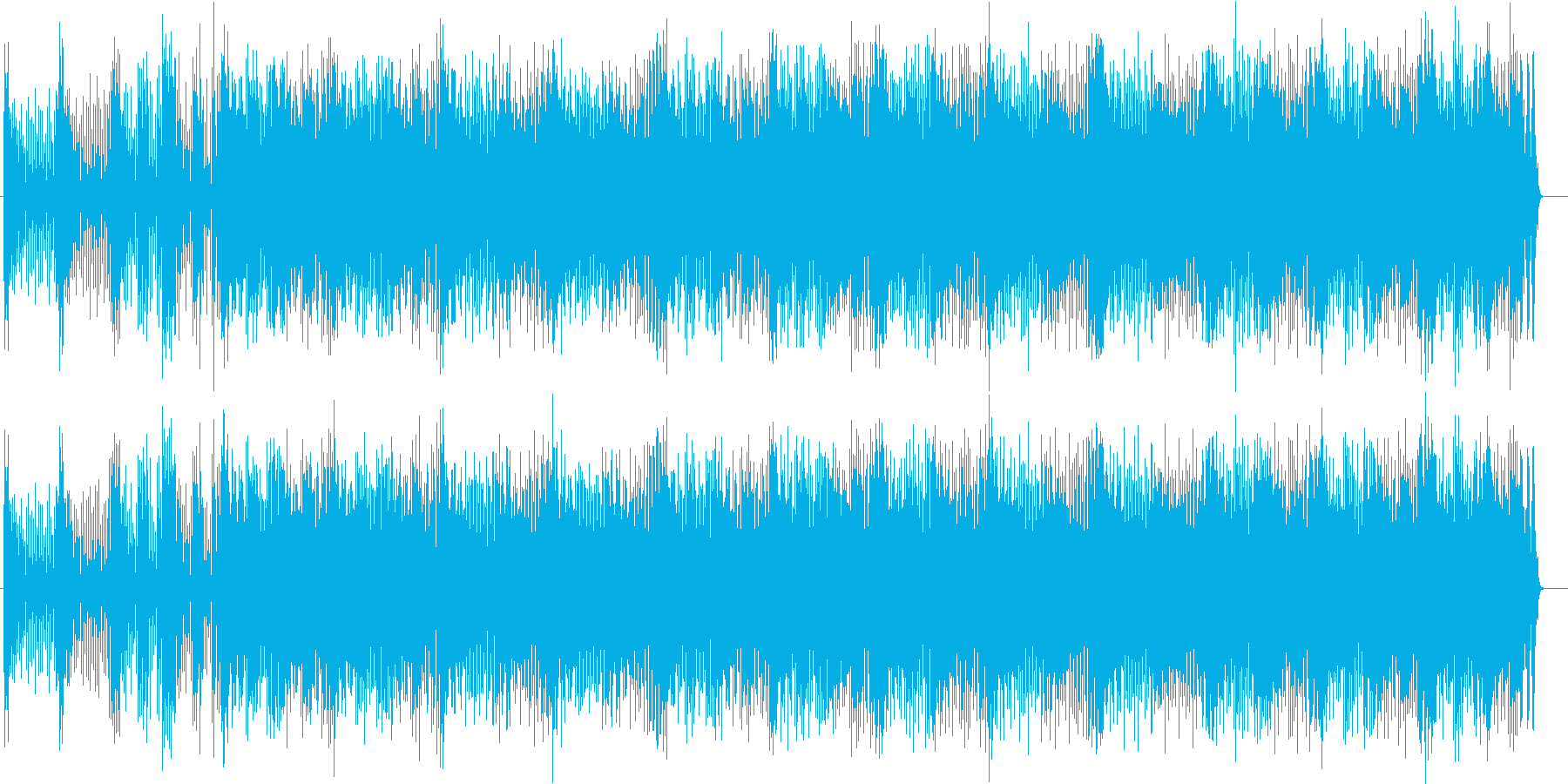 疾走感と躍動感のあるドラムとシンセの曲の再生済みの波形