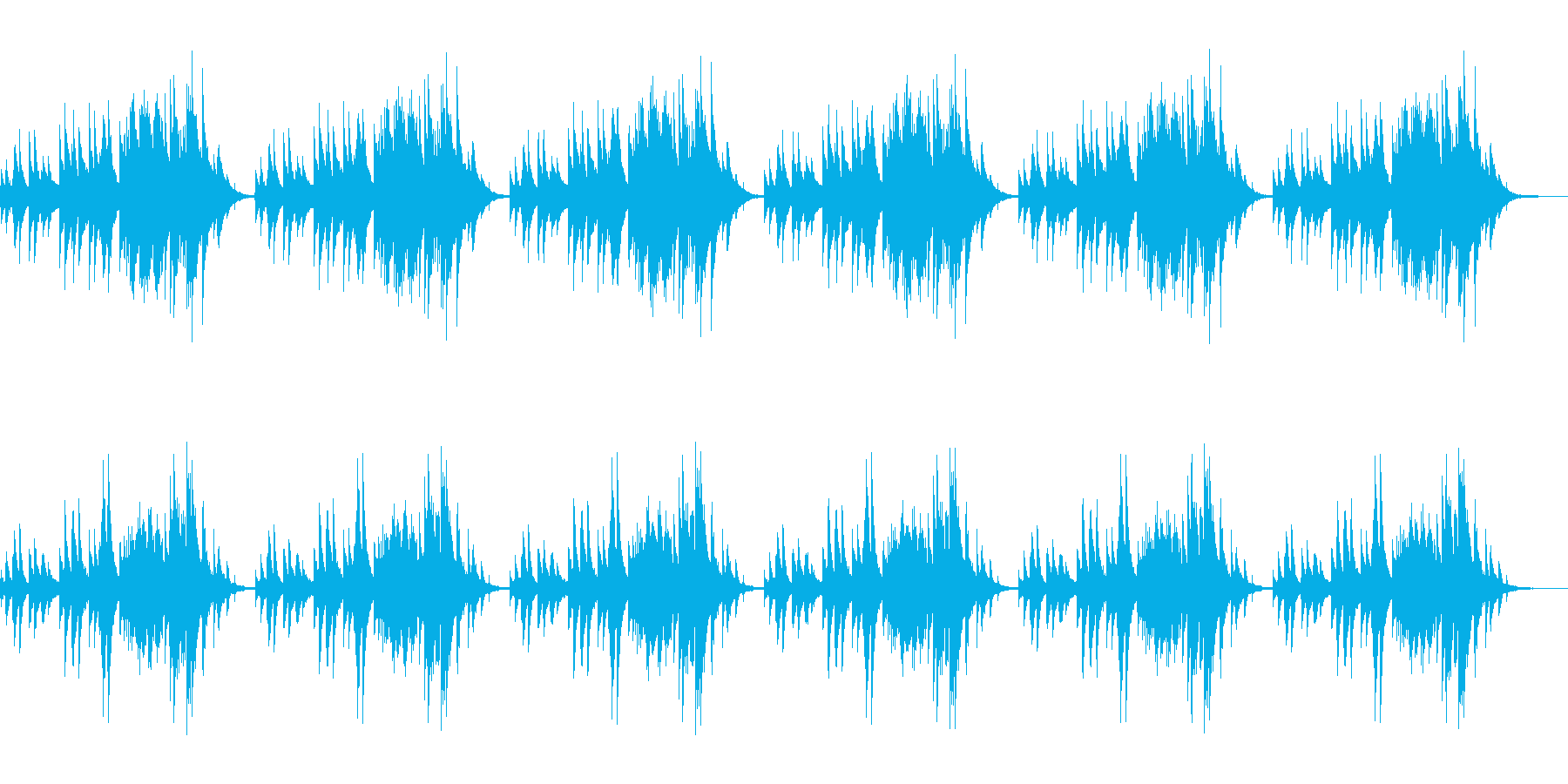 温かいショートループピアノ曲の再生済みの波形
