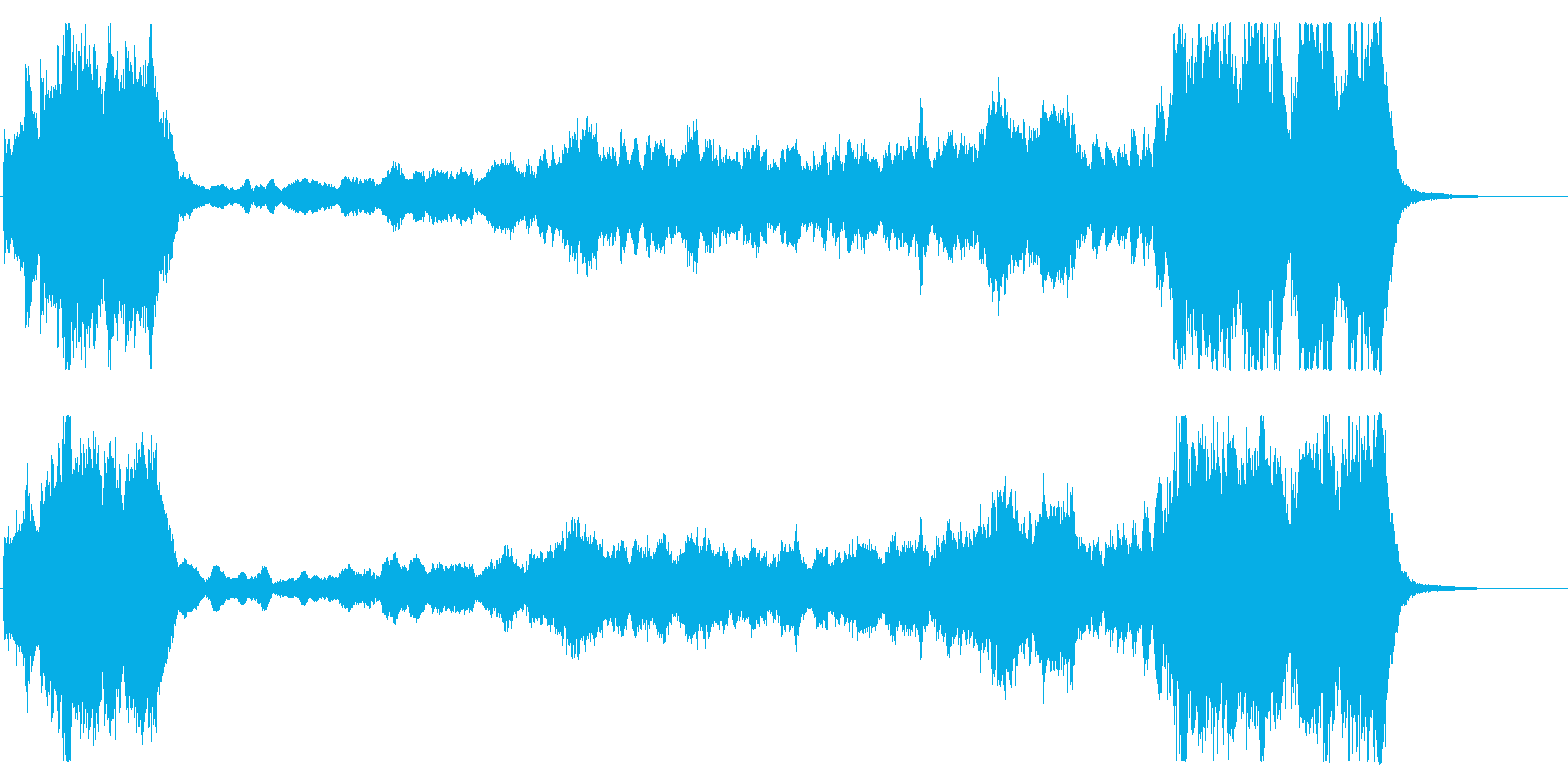 オープニング的な起伏のあるオーケストラ曲の再生済みの波形