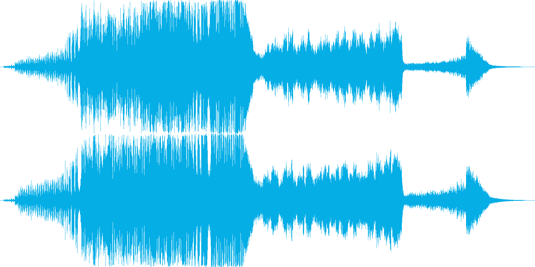 激しく緊迫としたオーケストラ曲、映像等にの再生済みの波形