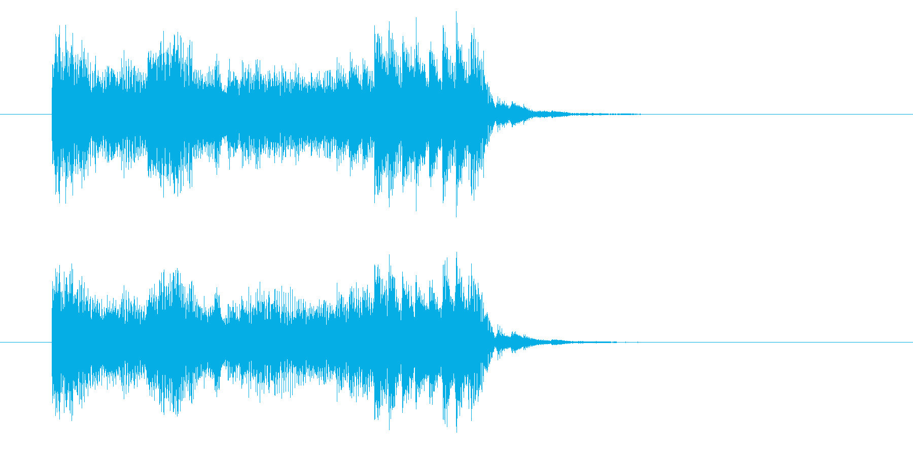 激しい歪んだギターが特徴のジングル曲の再生済みの波形