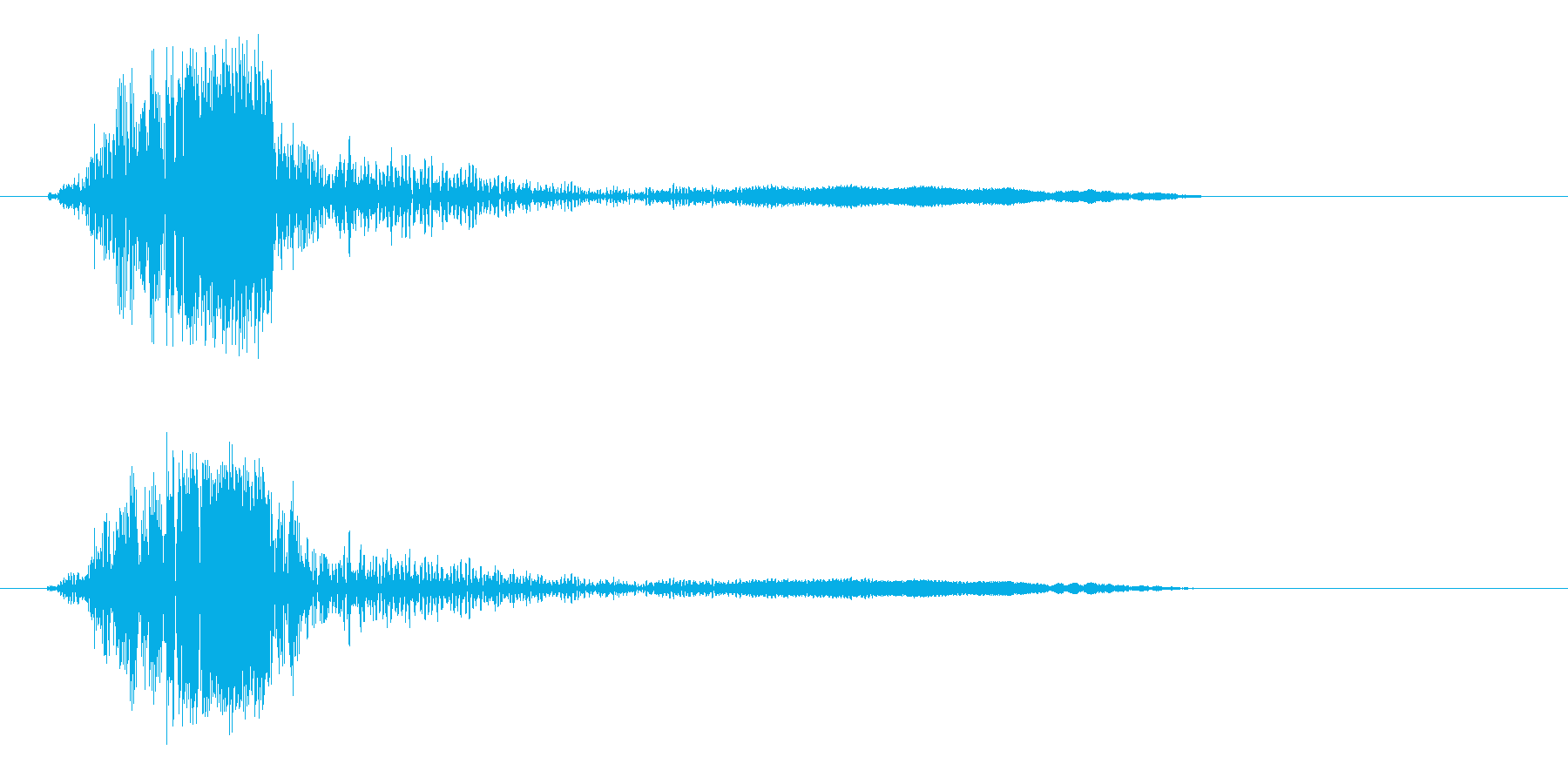 軽く響きわたる風切り音の再生済みの波形