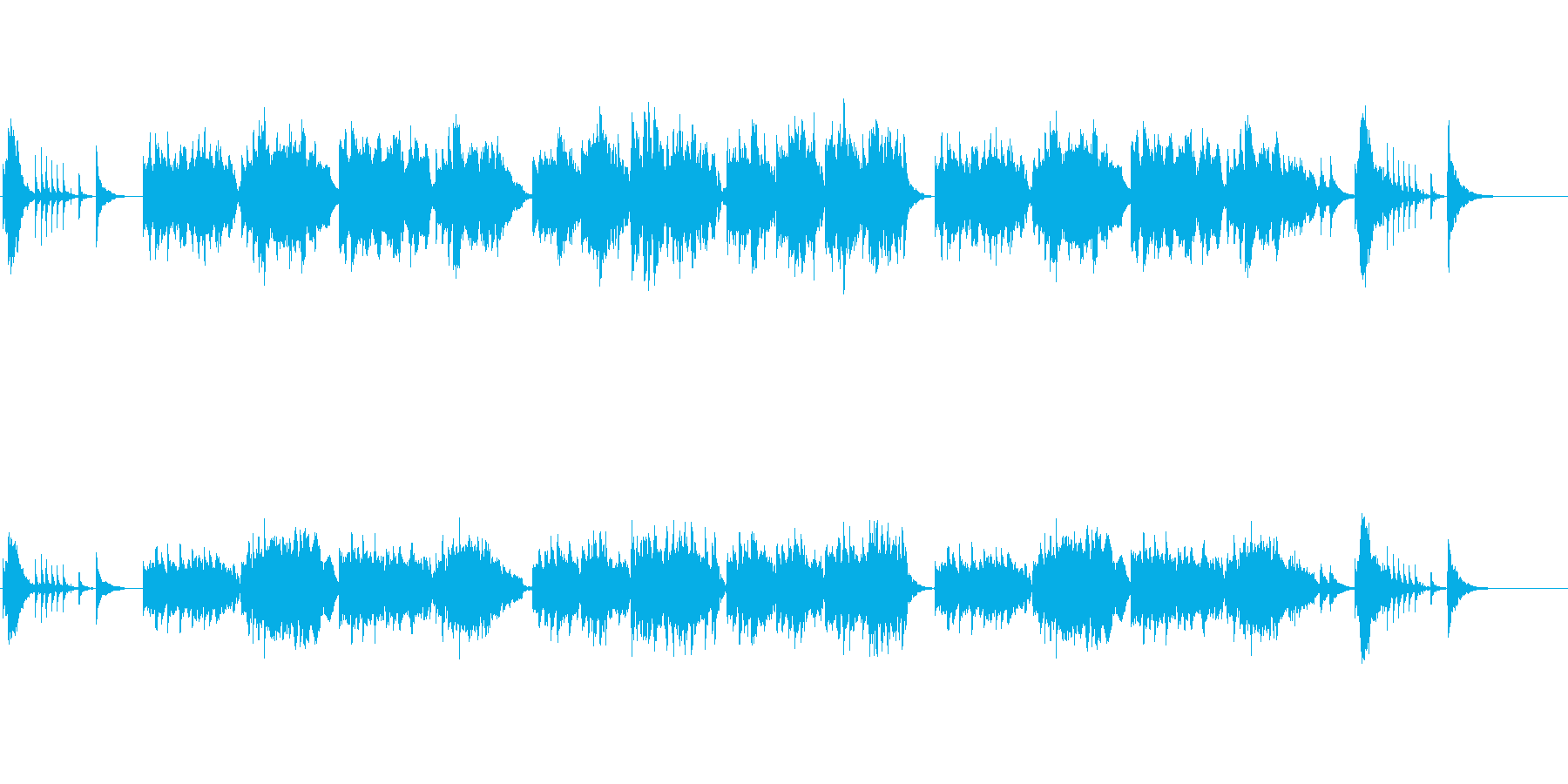 琴と尺八の音色が美しい純和風曲の再生済みの波形