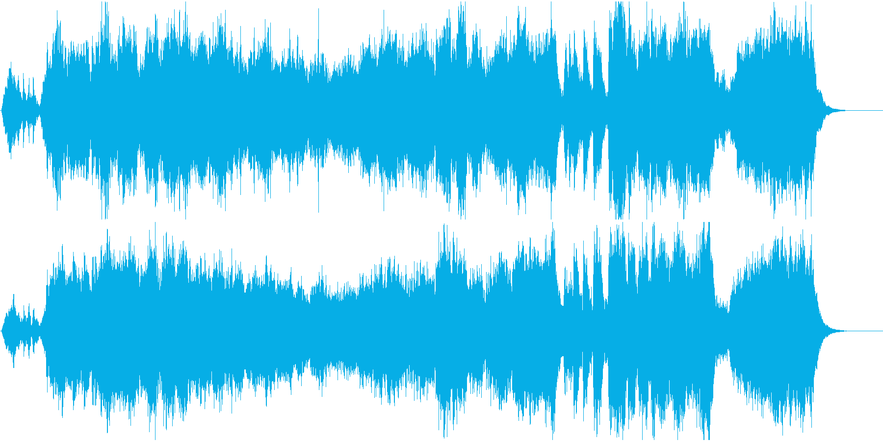 オープニング用、中世風のオーケストラ楽曲の再生済みの波形
