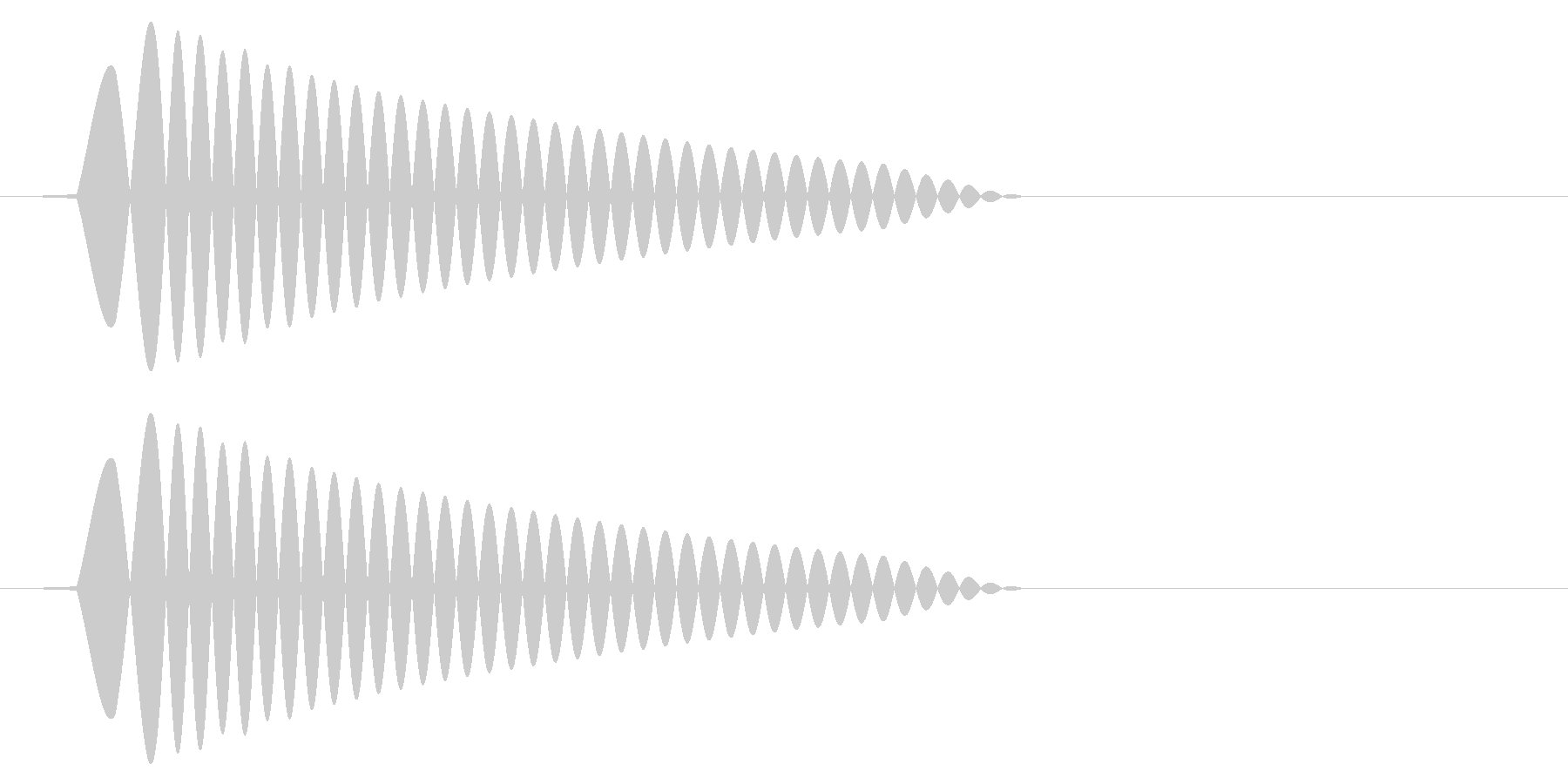 ポッ ポン(低音の薄い音)の未再生の波形