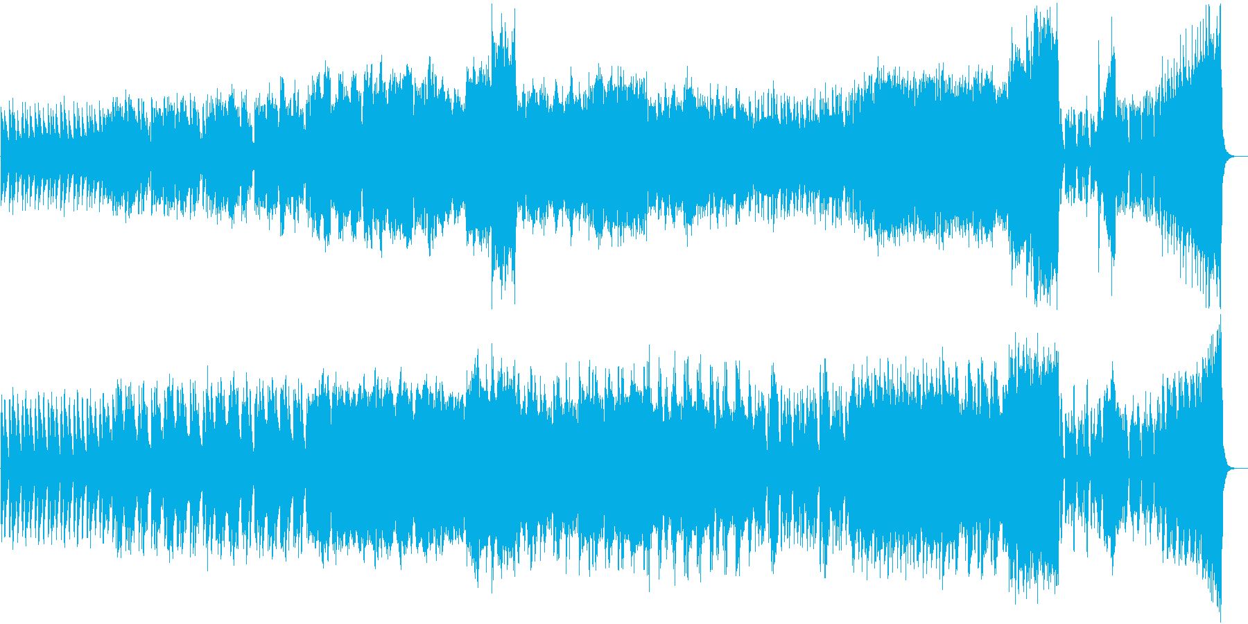 高い山を登っていくような管弦楽曲の再生済みの波形