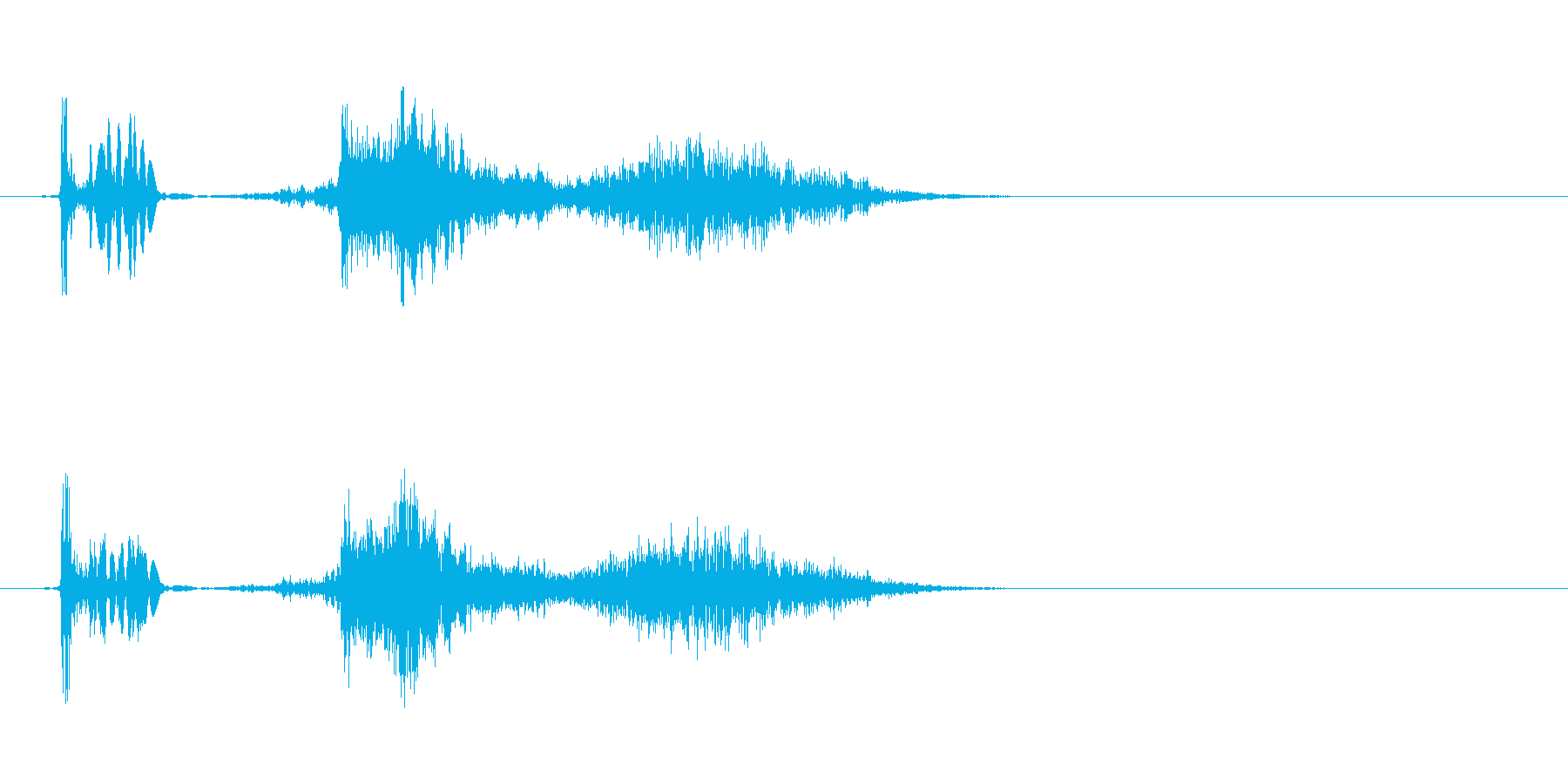 同一音をエフェクト加工したクリック音で…の再生済みの波形