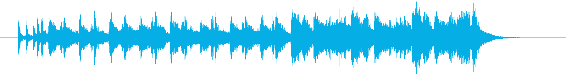 ドラム混じりの明るいシンセサイザーの曲の再生済みの波形