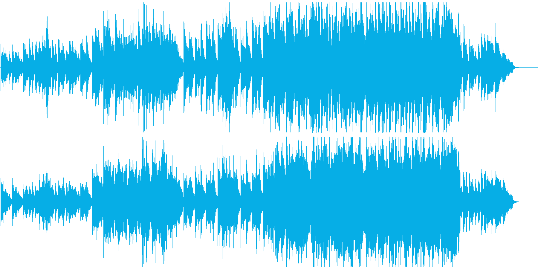 ピアノとストリングスの牧歌的で優しい曲の再生済みの波形