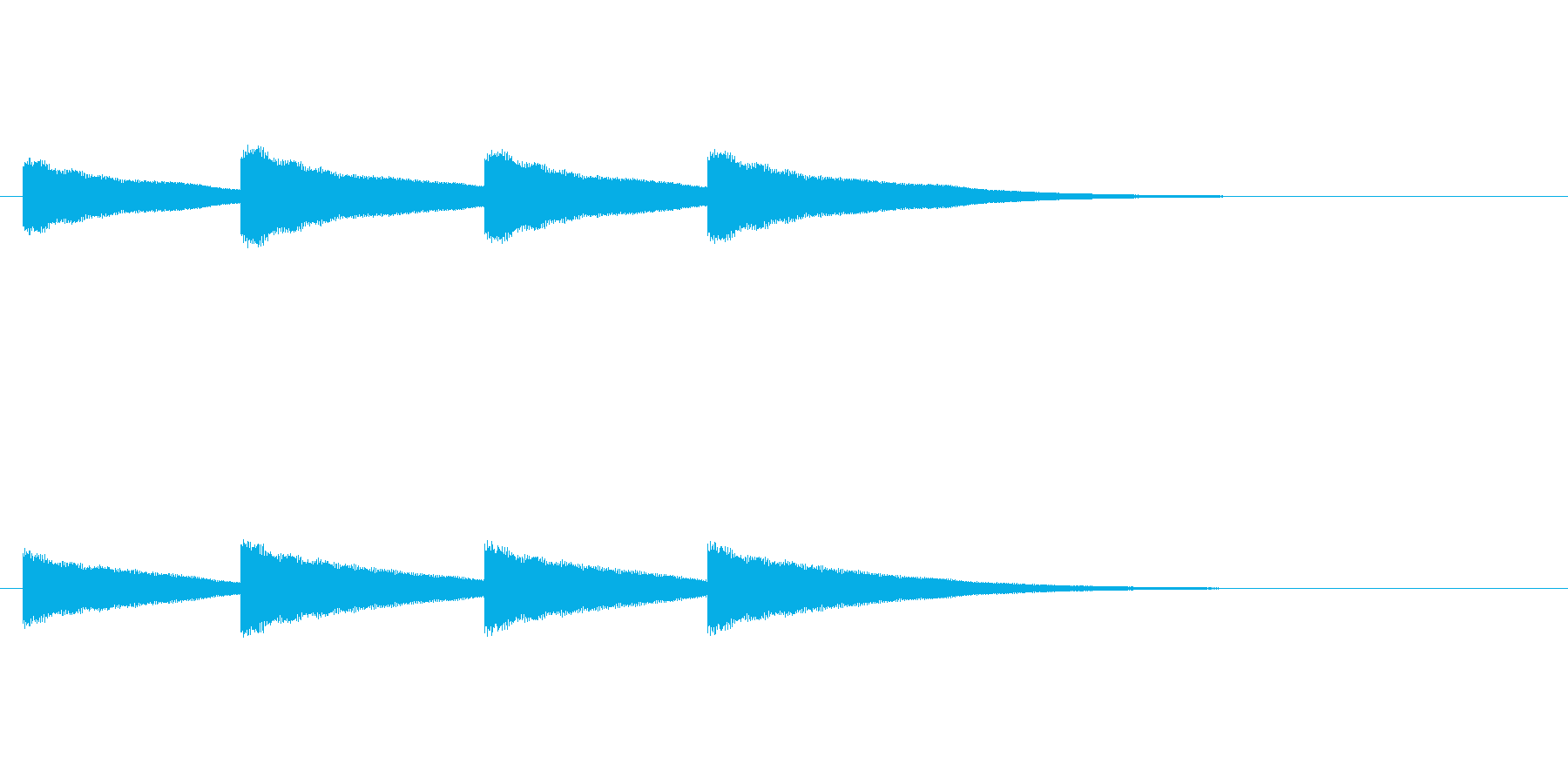 鐘の音(カーン×4回)の再生済みの波形