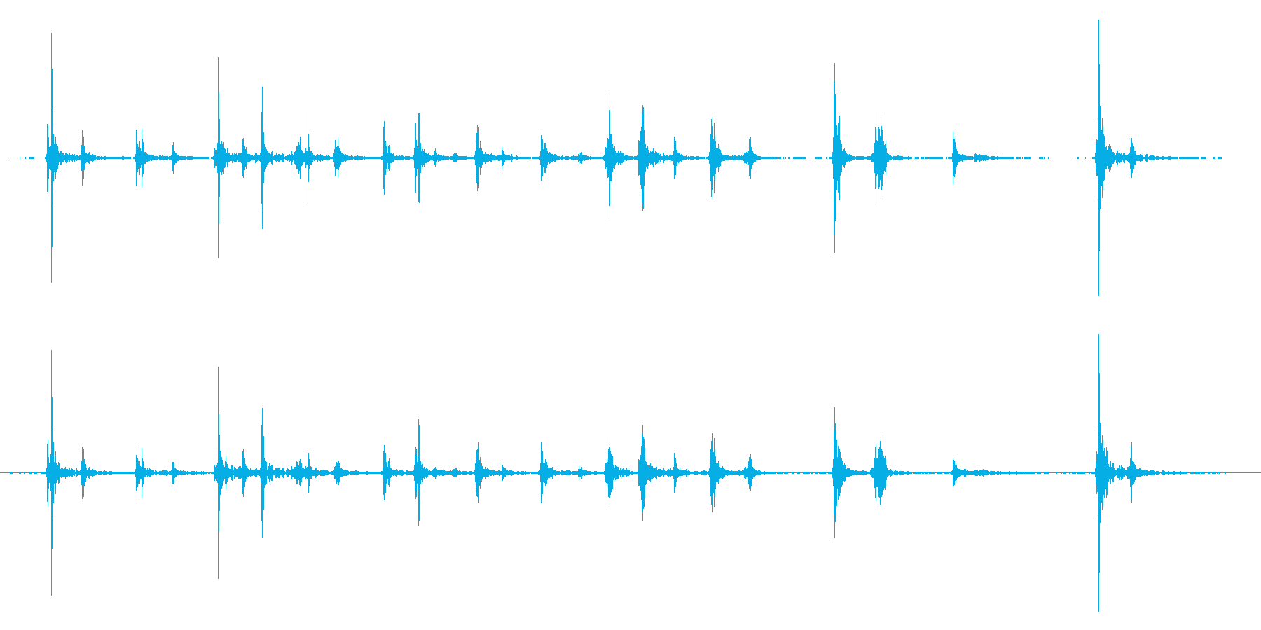 キーボードをタイピングするリアル効果音2の再生済みの波形