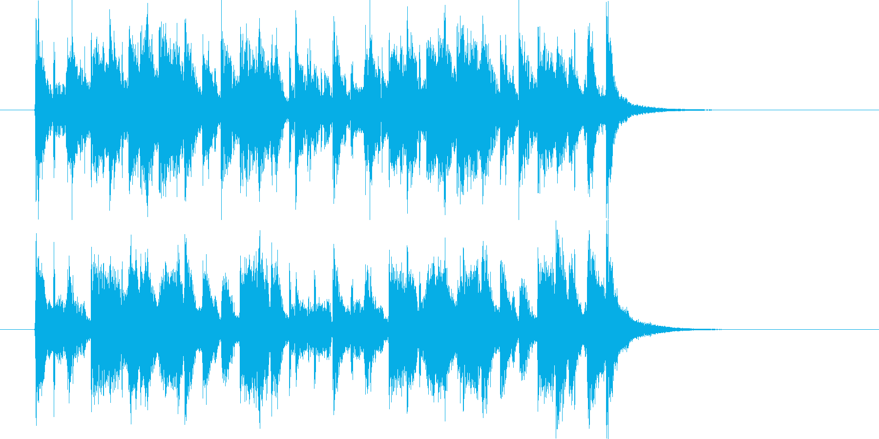 軽快なリズムを刻む短い楽曲の再生済みの波形