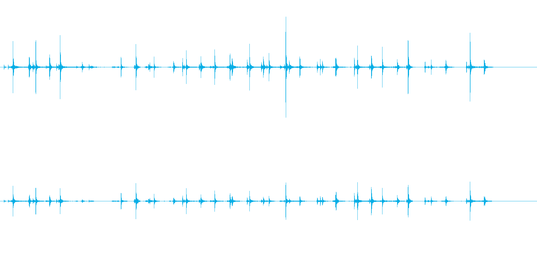 キーボードをタイピングするリアルな効果音の再生済みの波形
