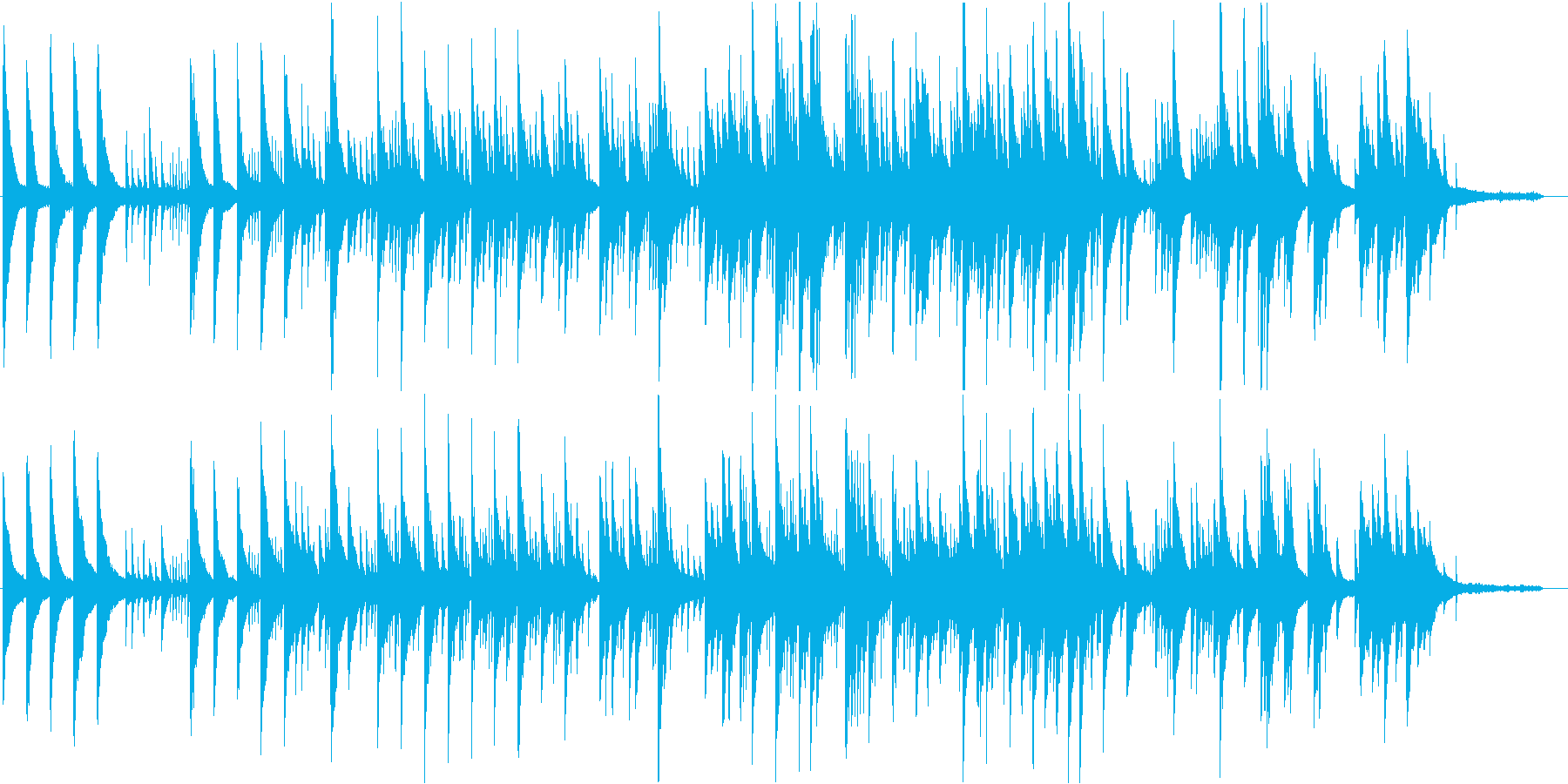 ピアノ音の旋律が重なるオルゴールの様な曲の再生済みの波形