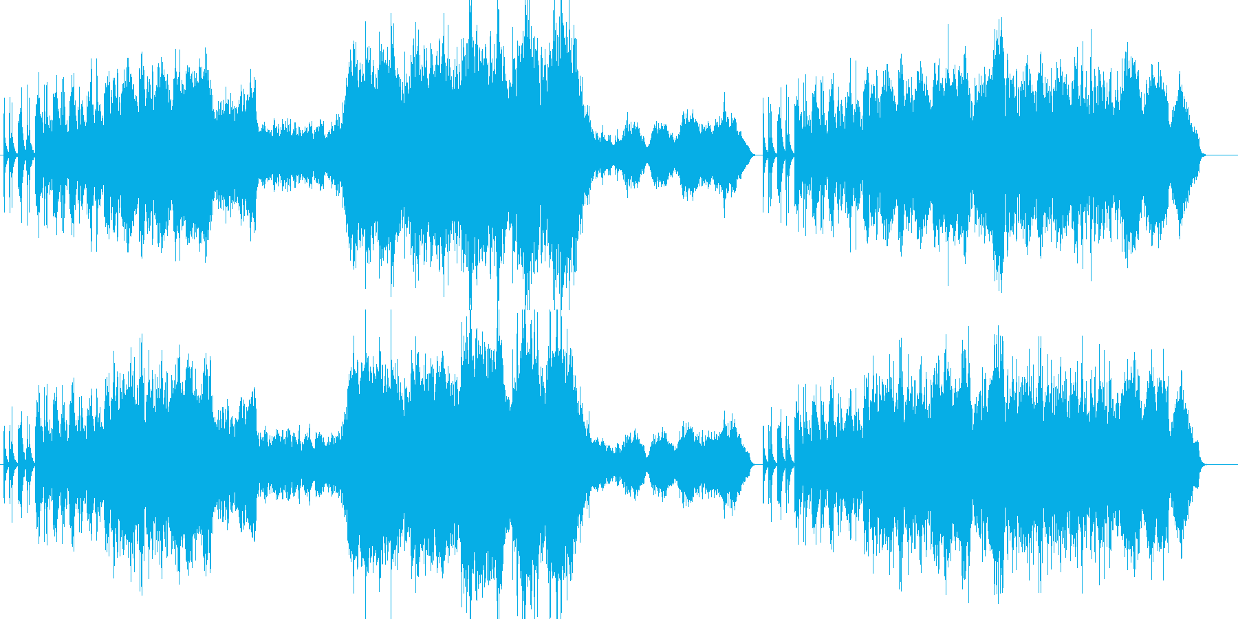 勇壮で温かく壮大なオーケストラ曲の再生済みの波形