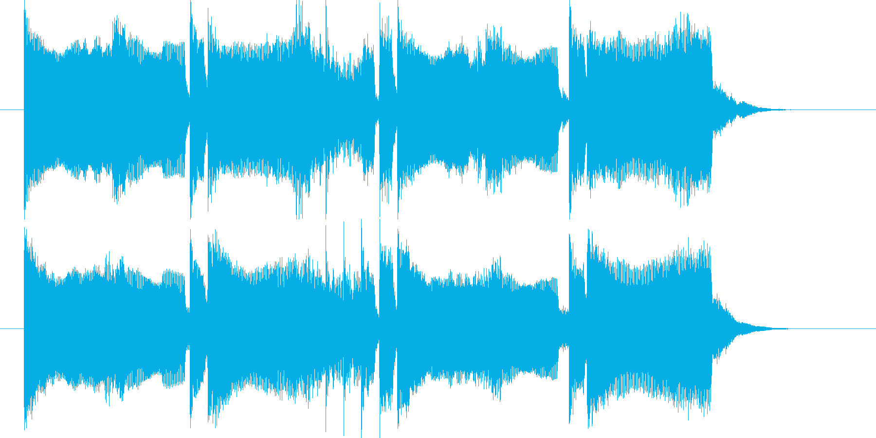 シンセとドラムの音で構成された短いSEの再生済みの波形