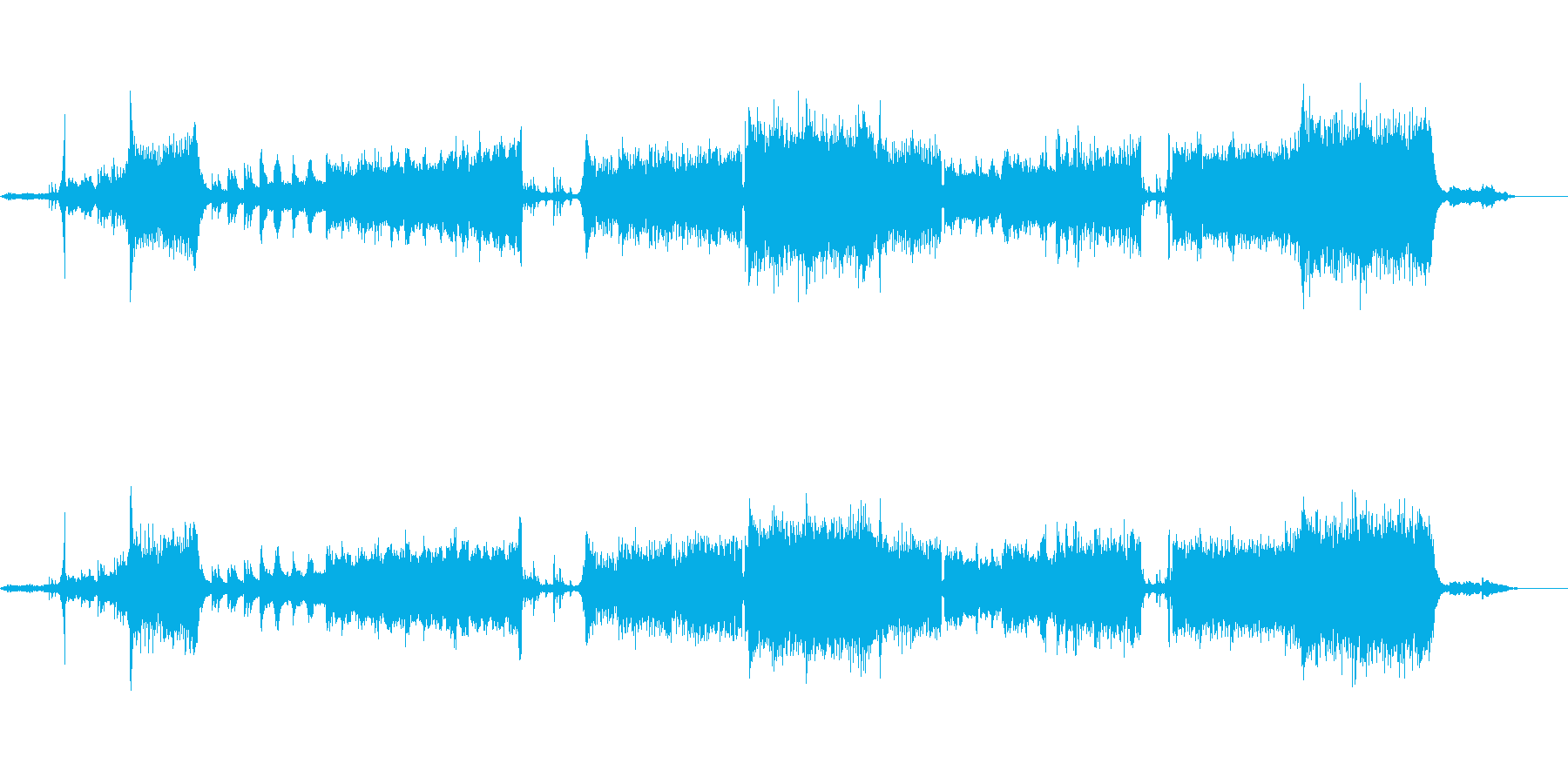 シンセとオーケストラのダークな楽曲の再生済みの波形