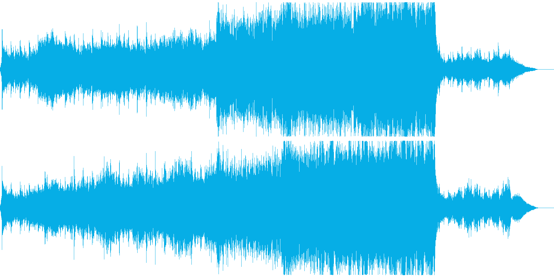 オーケストラとピアノの幸福感のある音楽の再生済みの波形