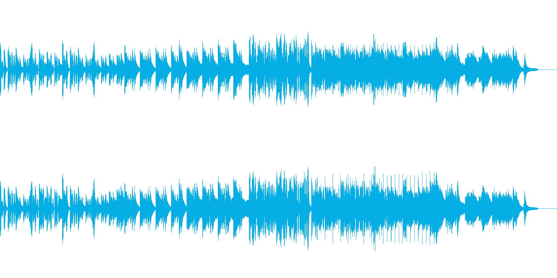 ほのぼのとした短いピアノとリコーダーの曲の再生済みの波形
