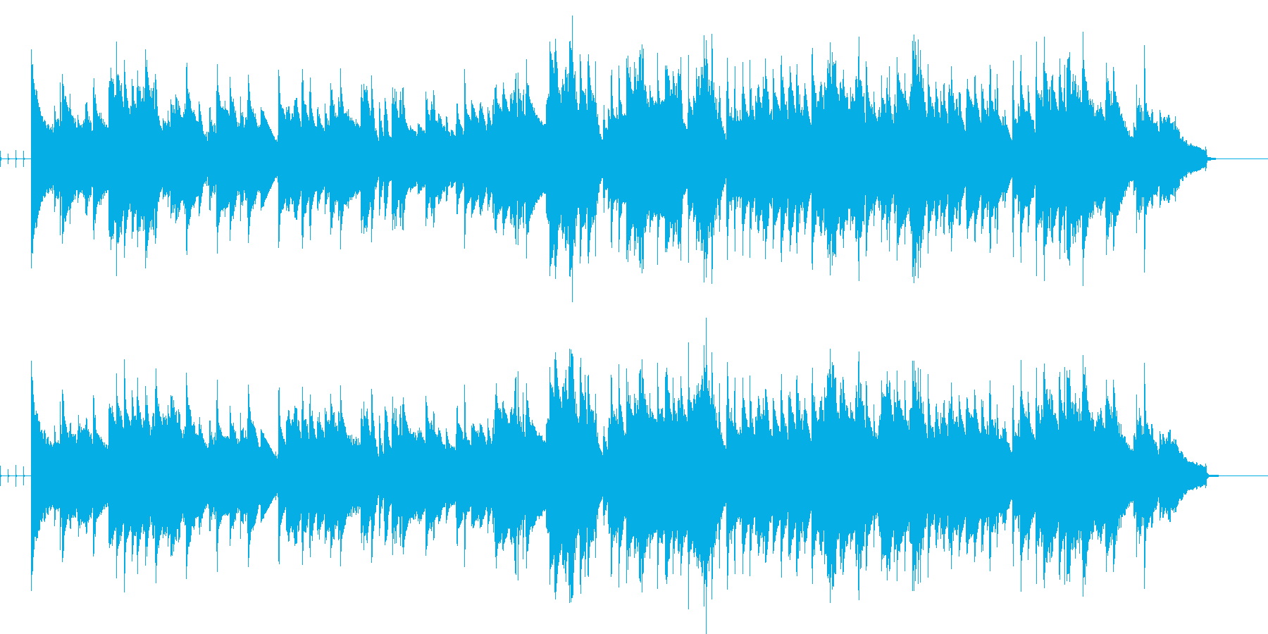 ゆっくりなテンポのジャズっぽい曲の再生済みの波形