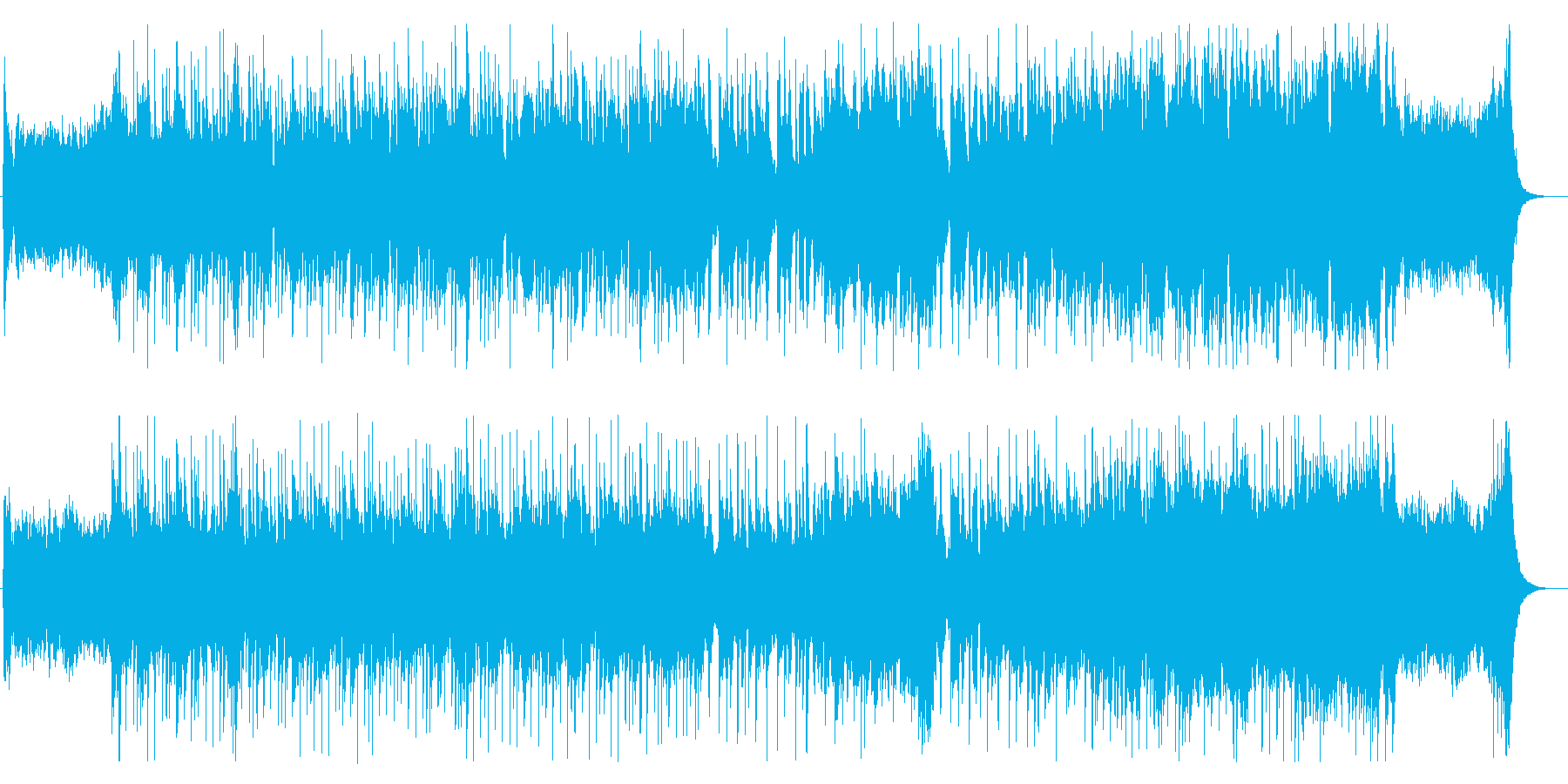 明るくアップテンポのオーケストラの曲の再生済みの波形