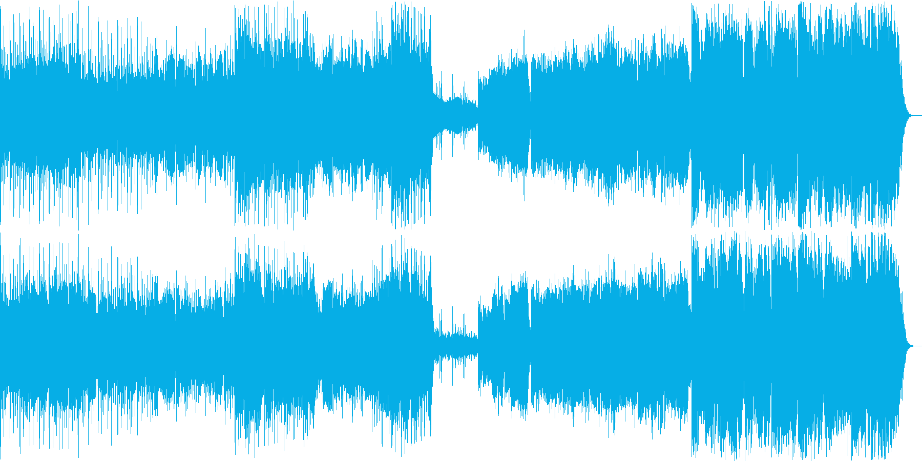 壮大で迫力のある滝のイメージの曲の再生済みの波形