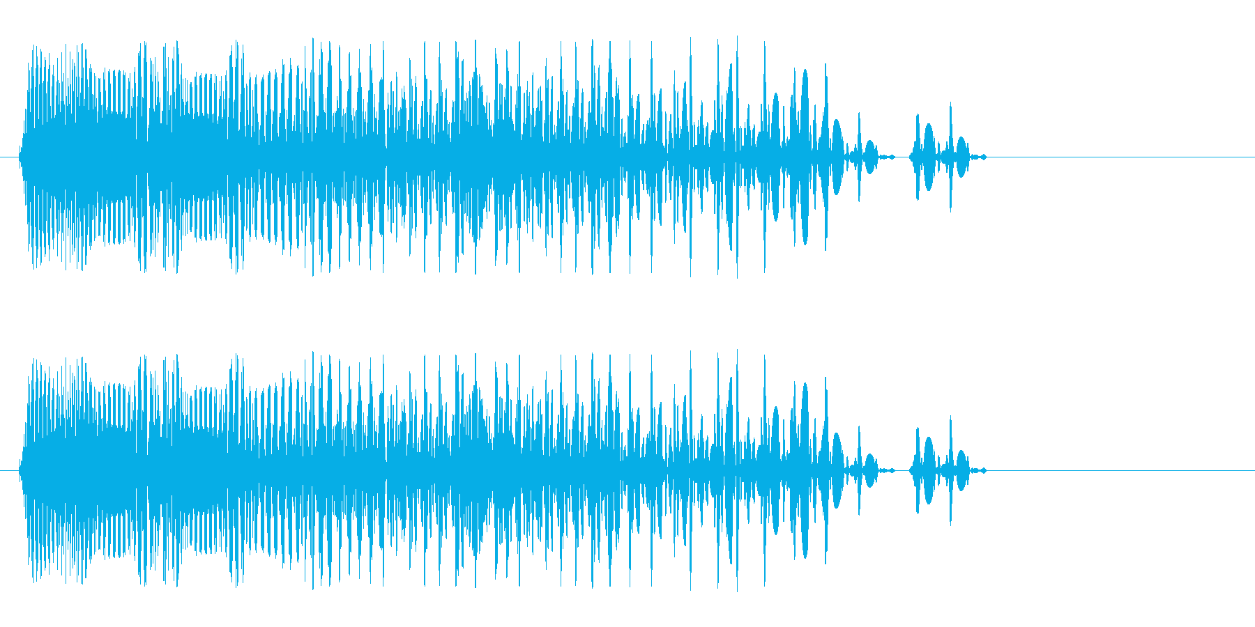 強い響きの急に止まる音の再生済みの波形