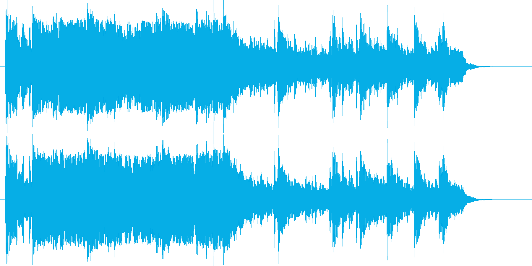広がりのある優しいシンセサイザーの曲の再生済みの波形
