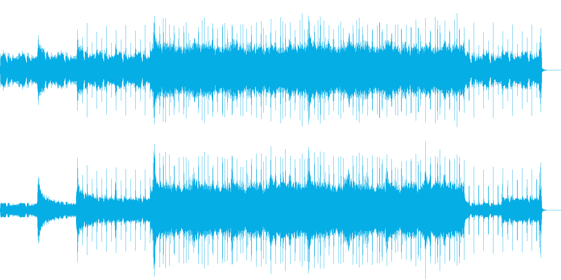 ギターとストリングスの力強い楽曲の再生済みの波形
