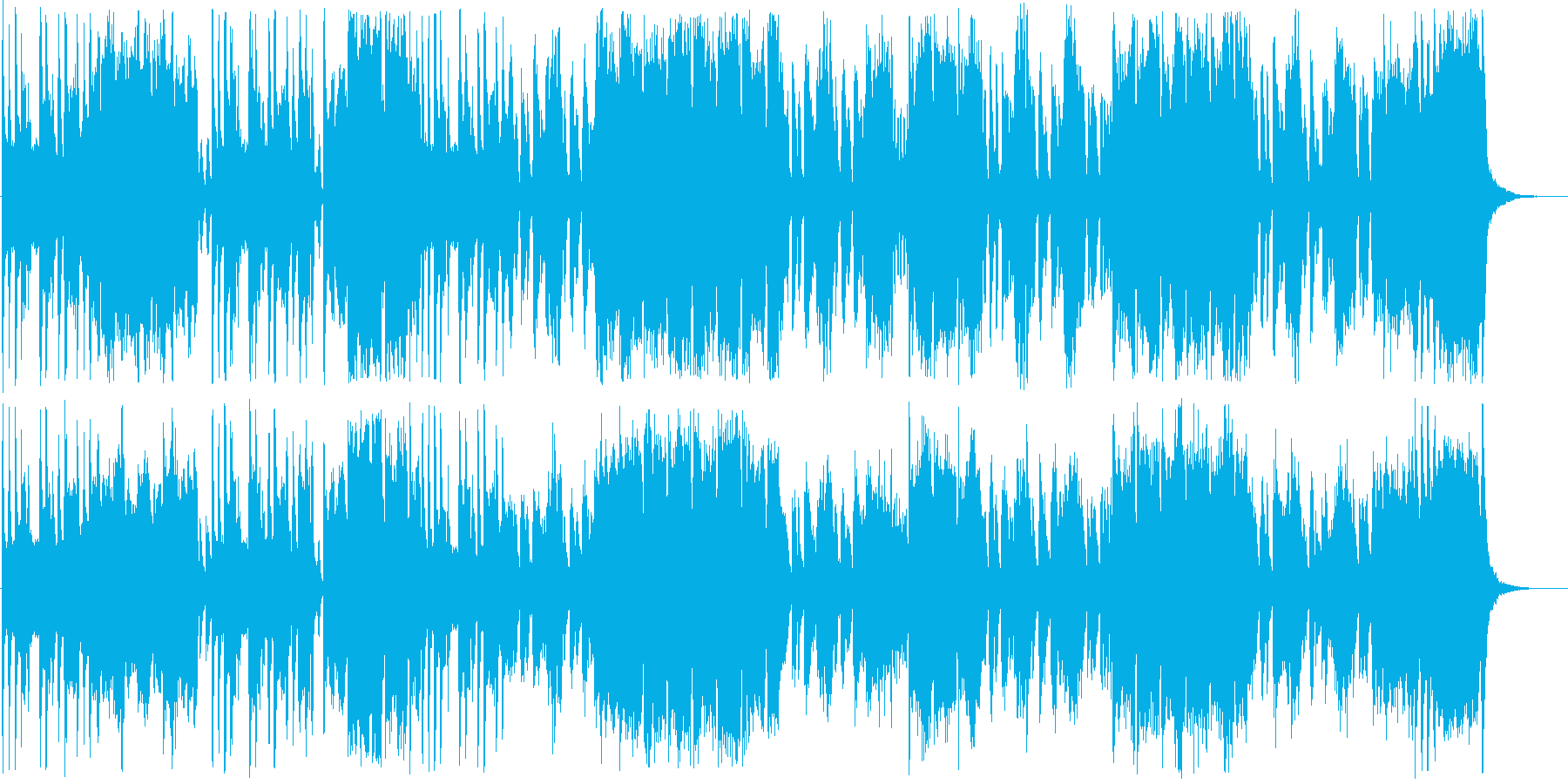 めまぐるしく変わる様子のコミカルな曲の再生済みの波形