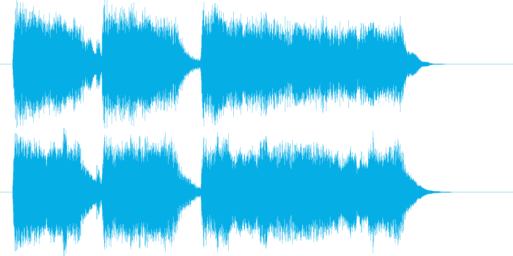 オーケストラの重厚で威厳と迫力がある曲の再生済みの波形