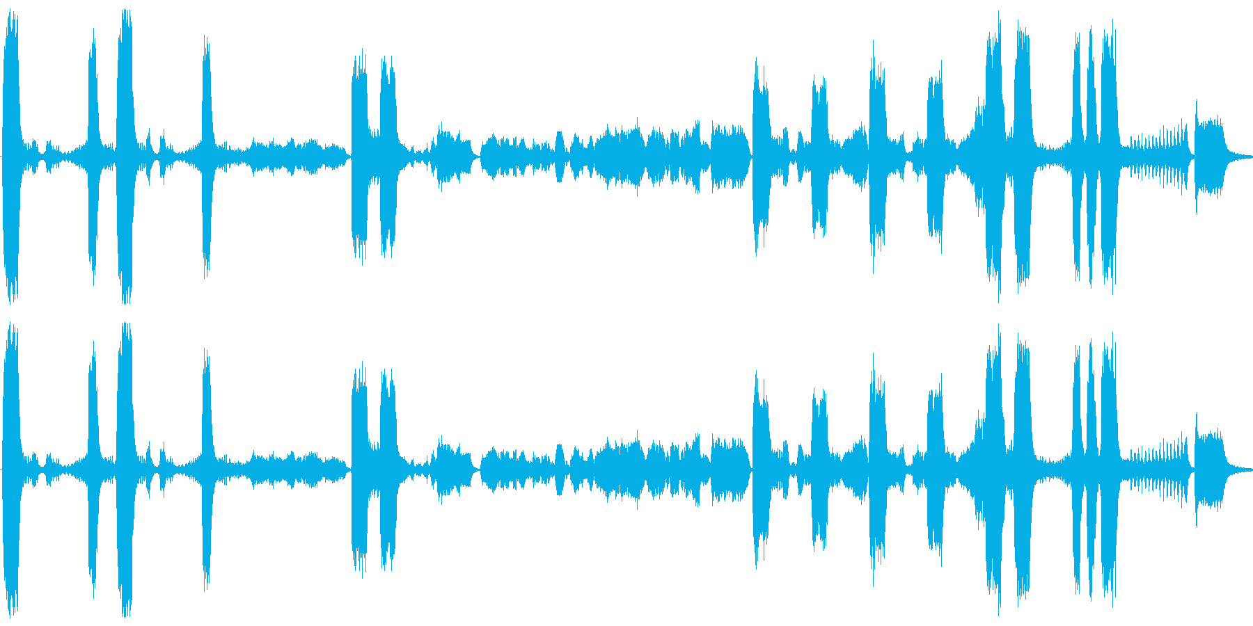 強弱激しいフルオーケストラ曲の再生済みの波形