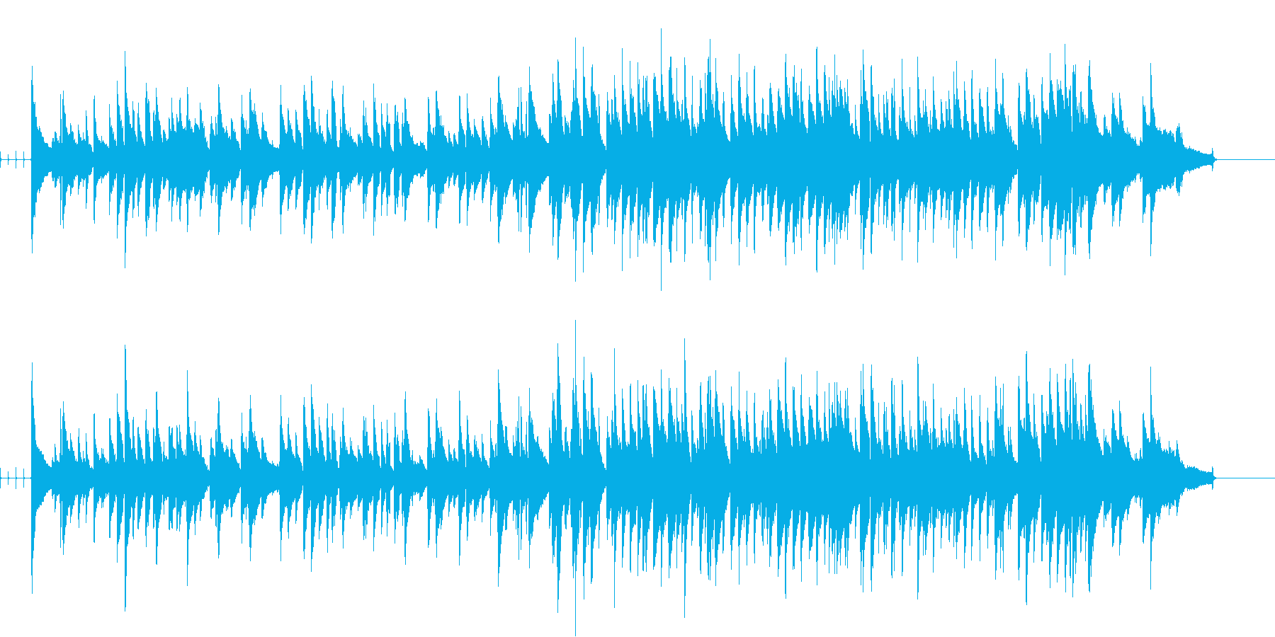 ゆっくりなテンポのジャズっぽい曲の再生済みの波形