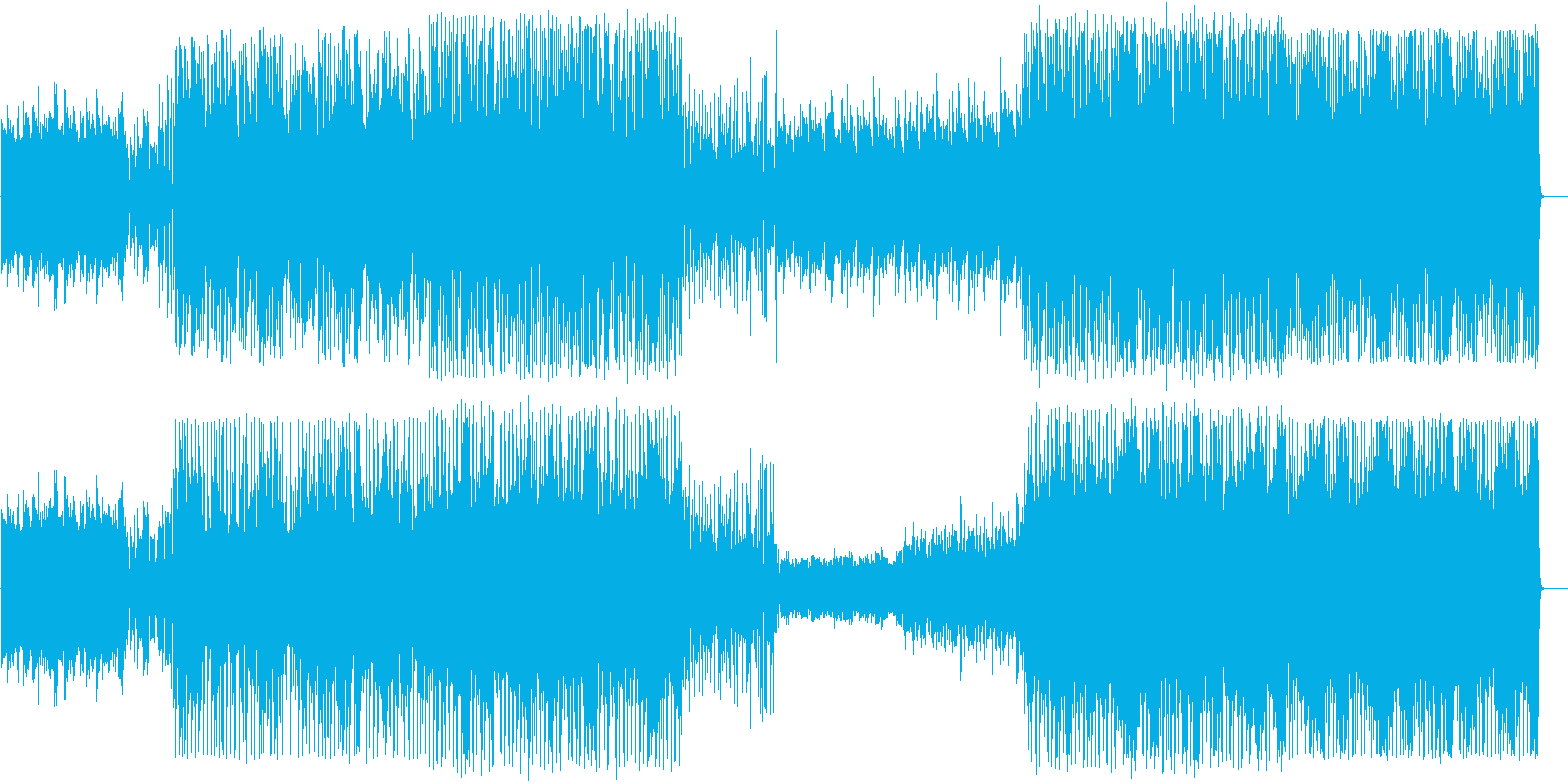 ピアノによるシリアスな曲の再生済みの波形