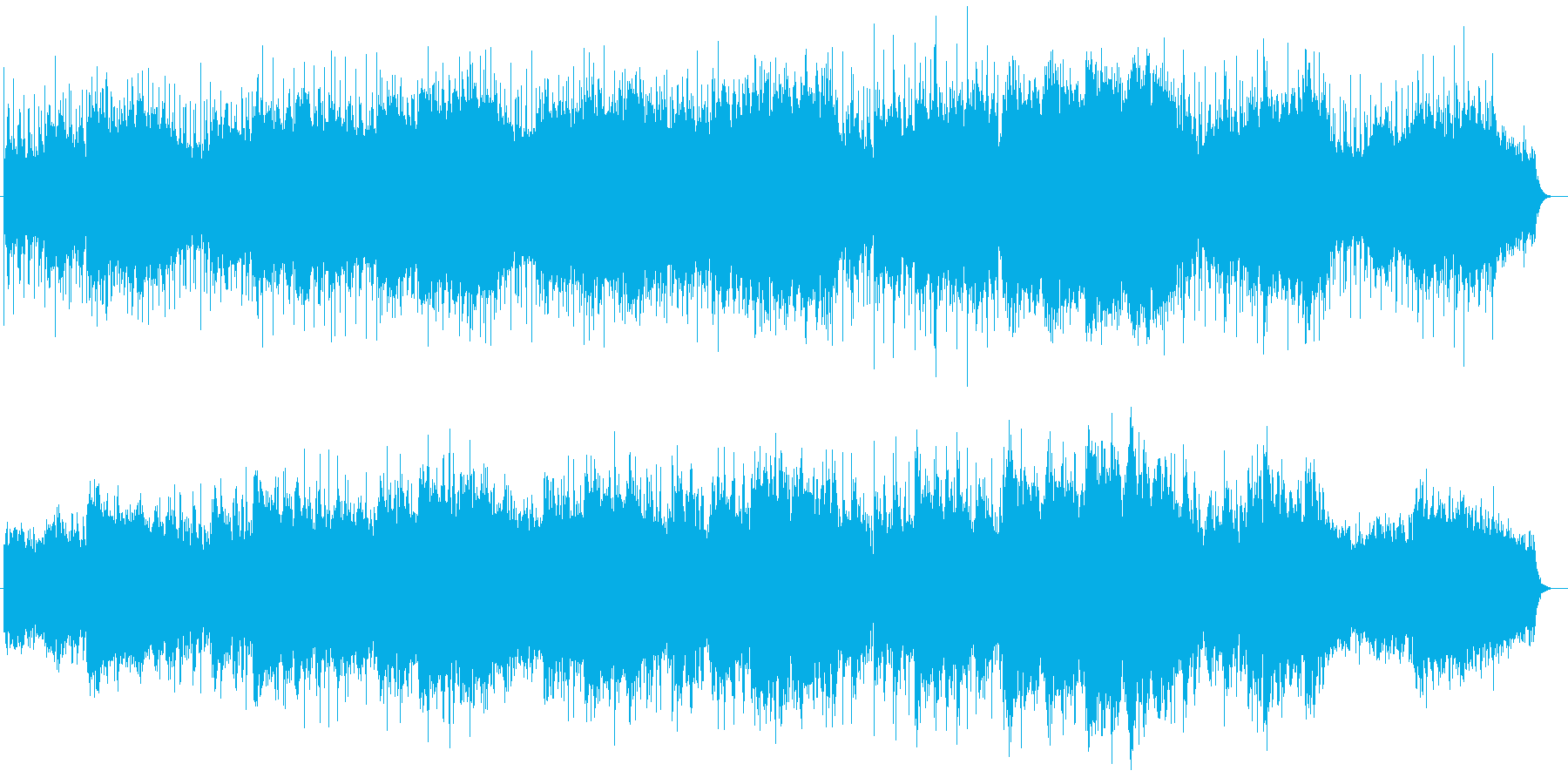 美しくキラキラ感のあるシンセサイザー曲の再生済みの波形