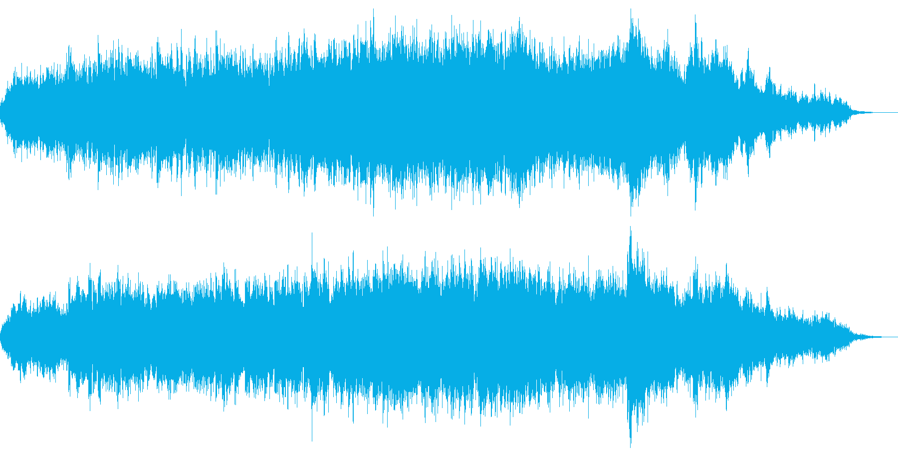 女性ボイスが徐々に重なりやがて昇天する曲の再生済みの波形