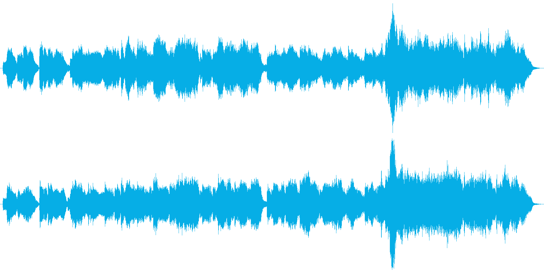 ピアノと木管とストリングスの穏やかな曲の再生済みの波形