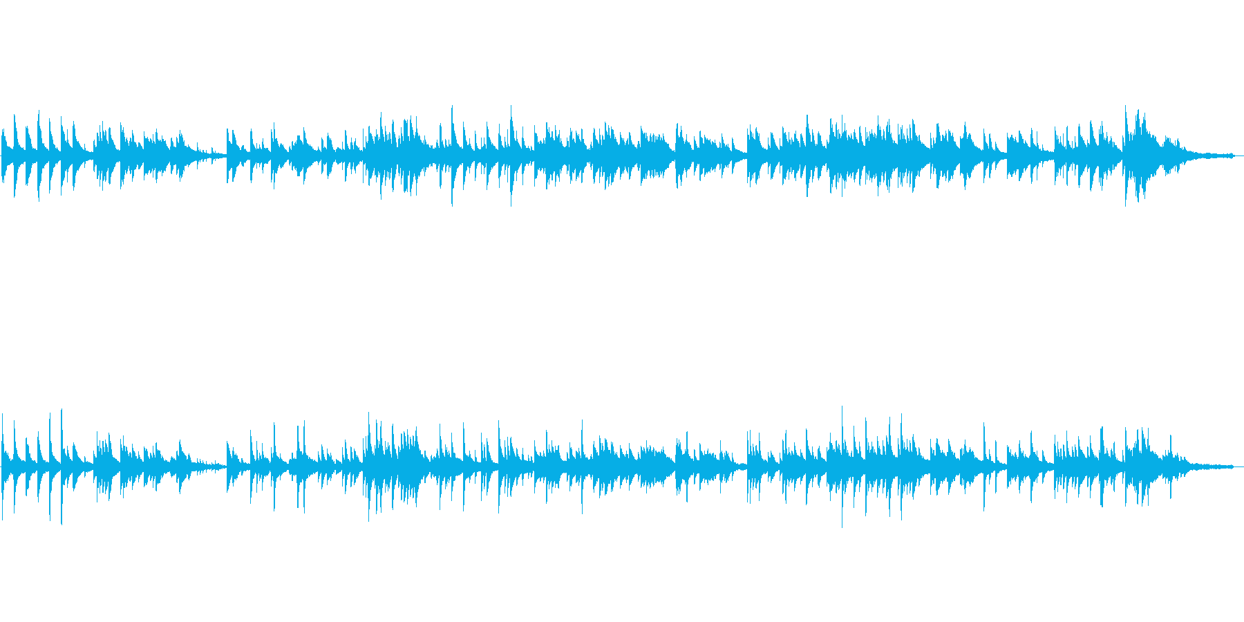 静かなヒーリング・ピアノ曲(柔らかい音色の再生済みの波形