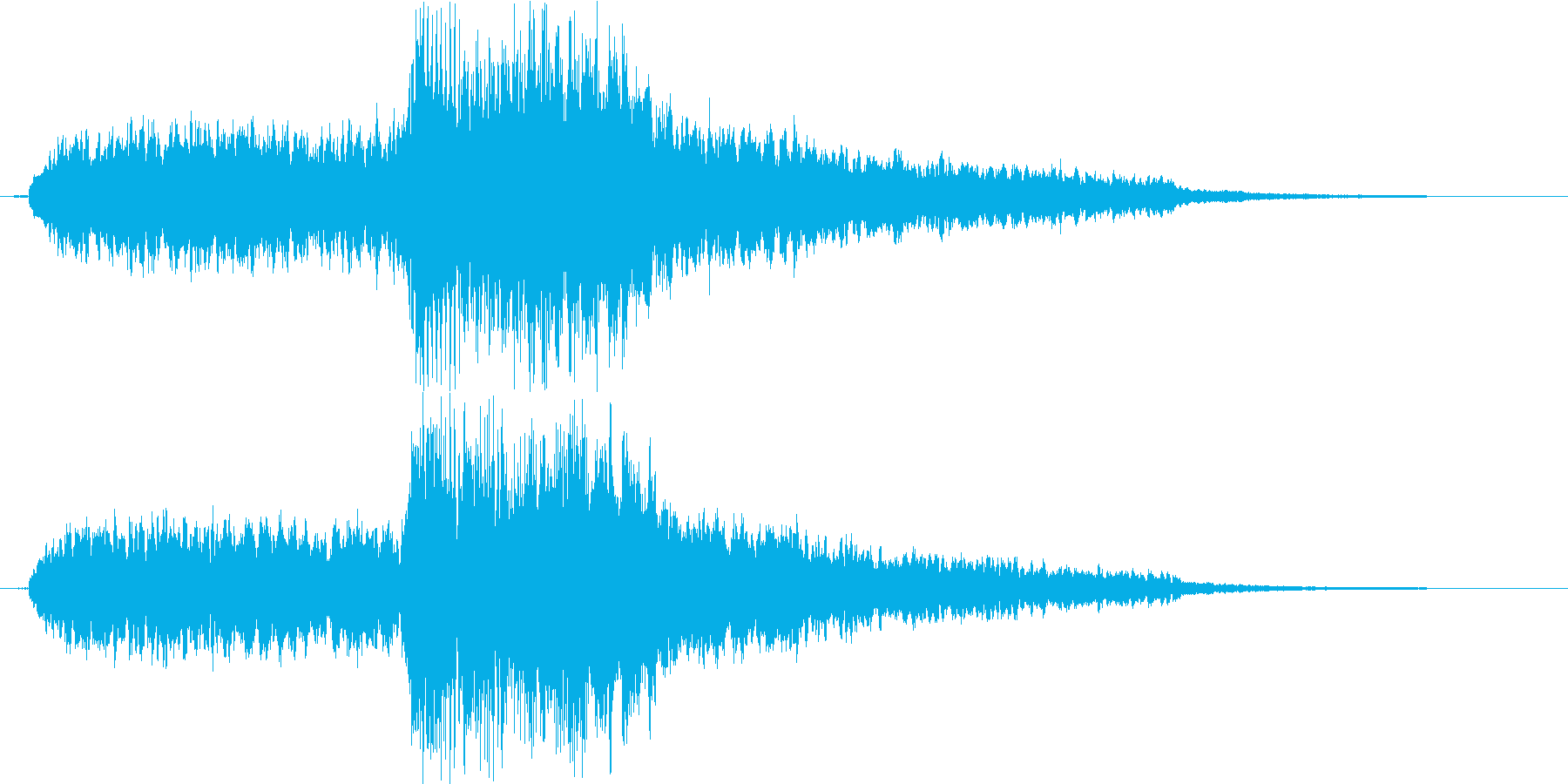 静かな音からハープで終わるエンディング曲の再生済みの波形