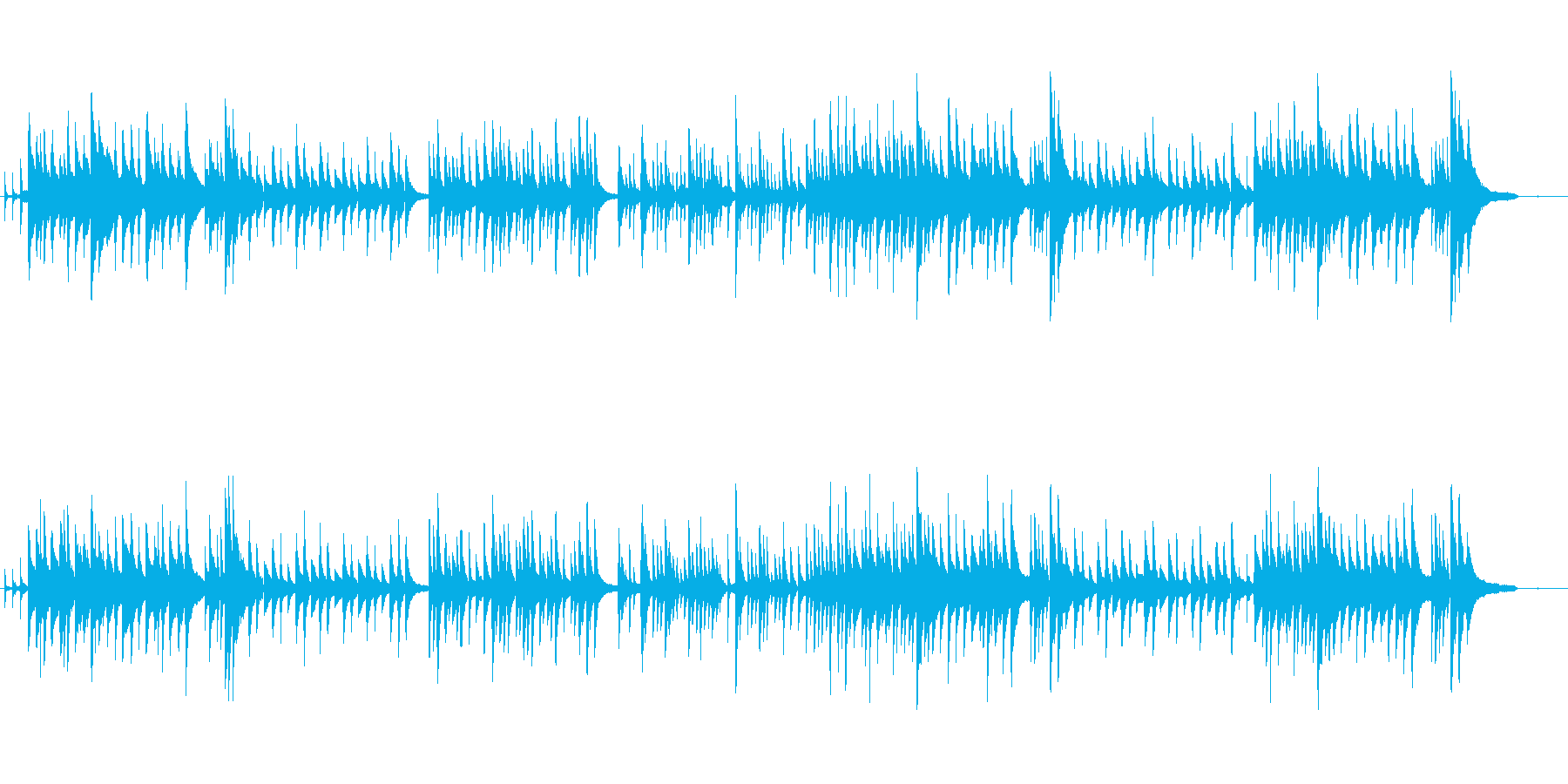 優しく物静かなピアノ曲の再生済みの波形