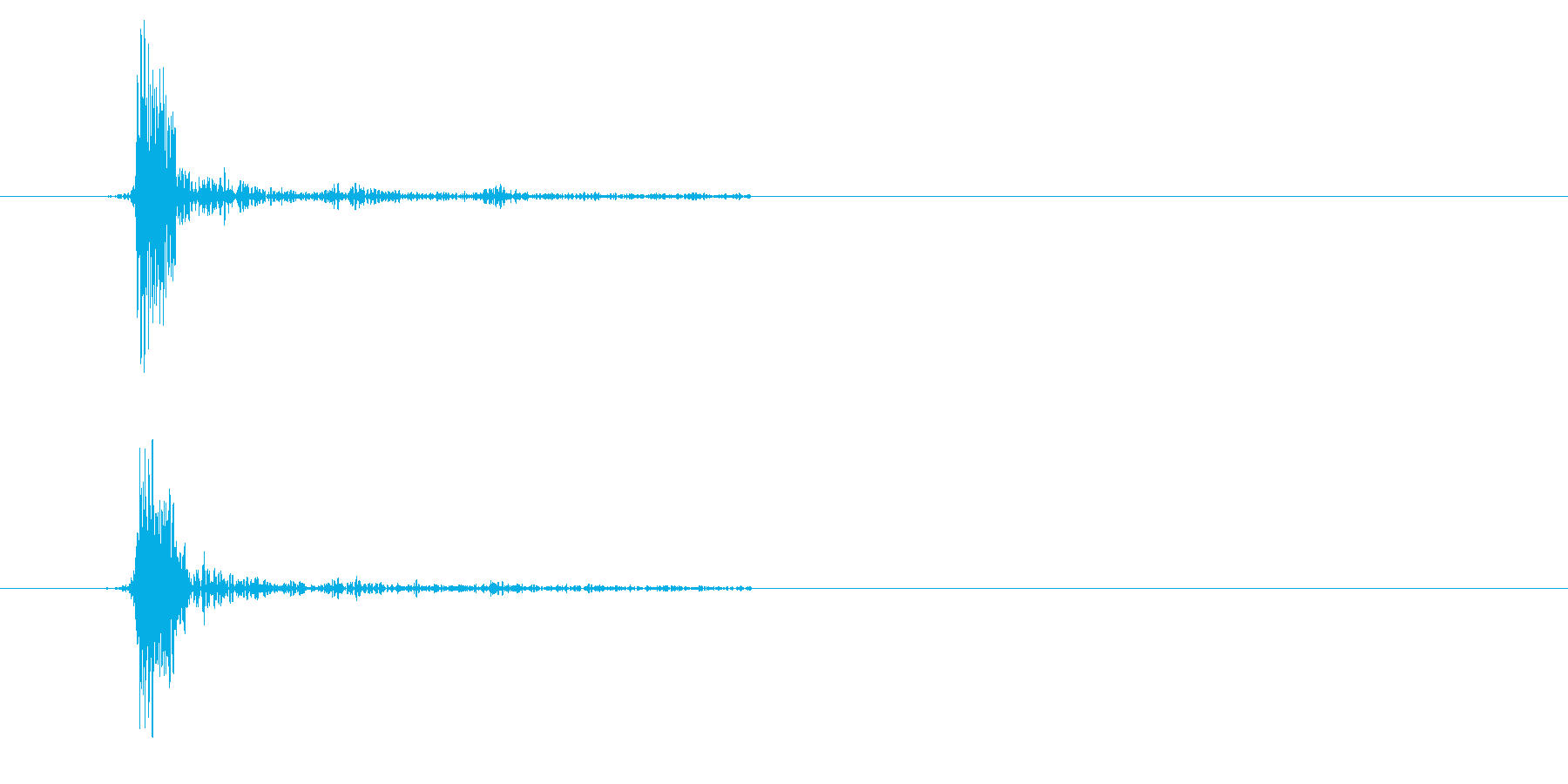 カッという短い効果音の再生済みの波形