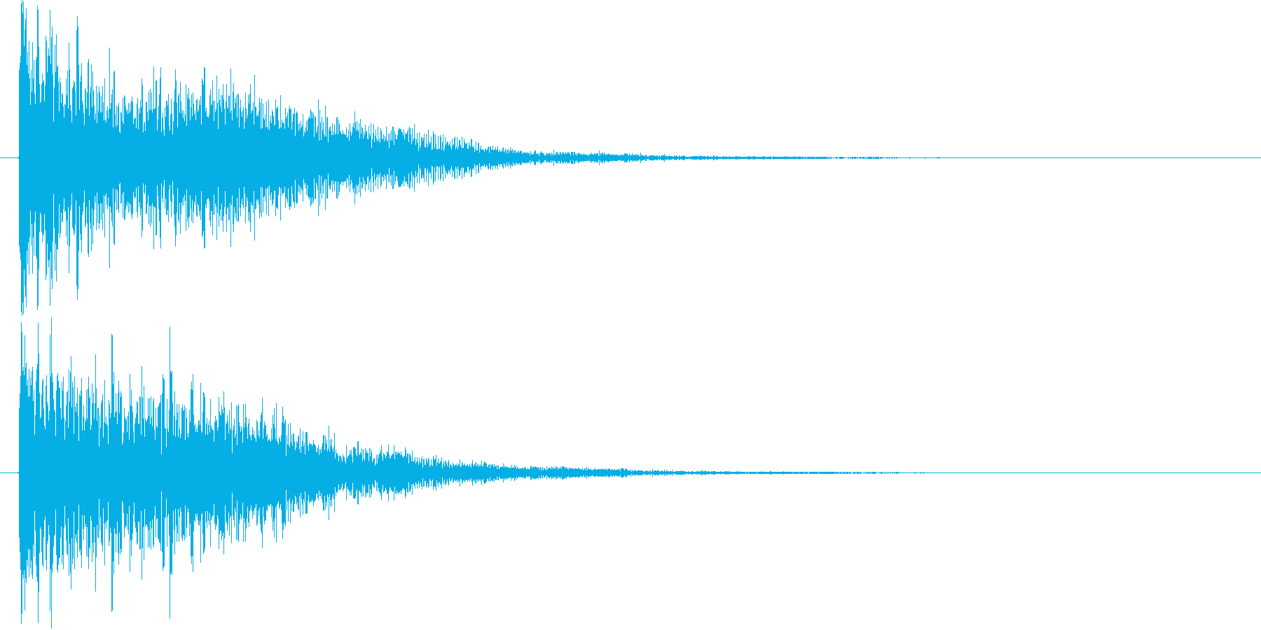 瞬間移動した瞬間とその後の余韻音の再生済みの波形