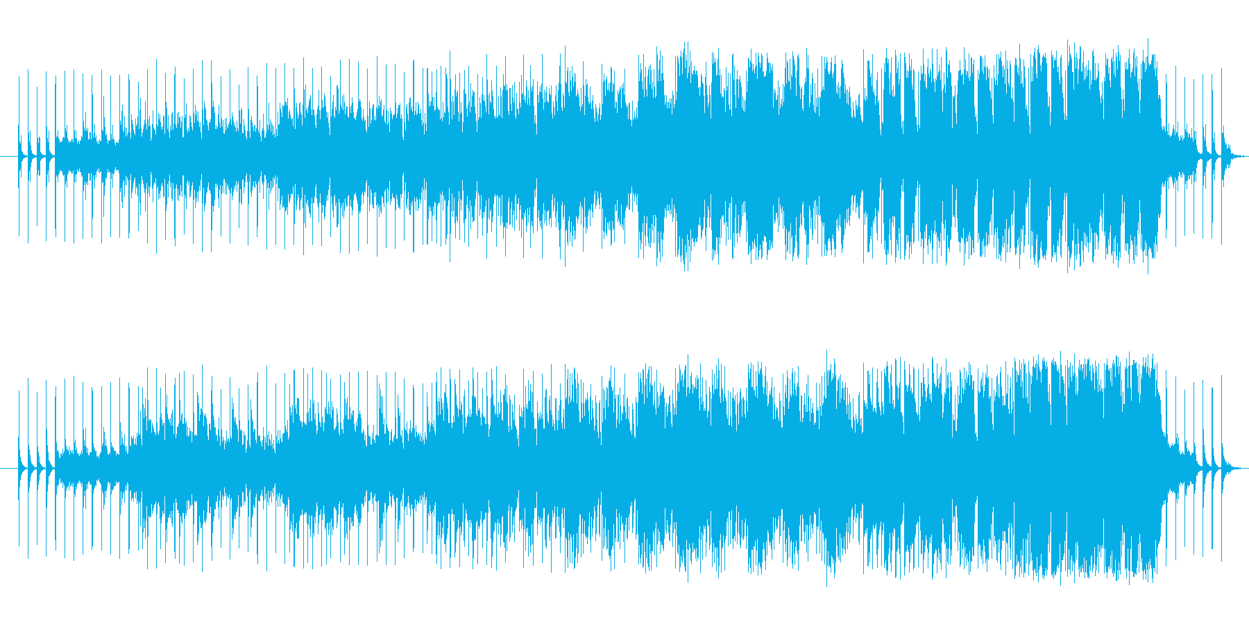 これから何かが起こりそうな広がりのある曲の再生済みの波形