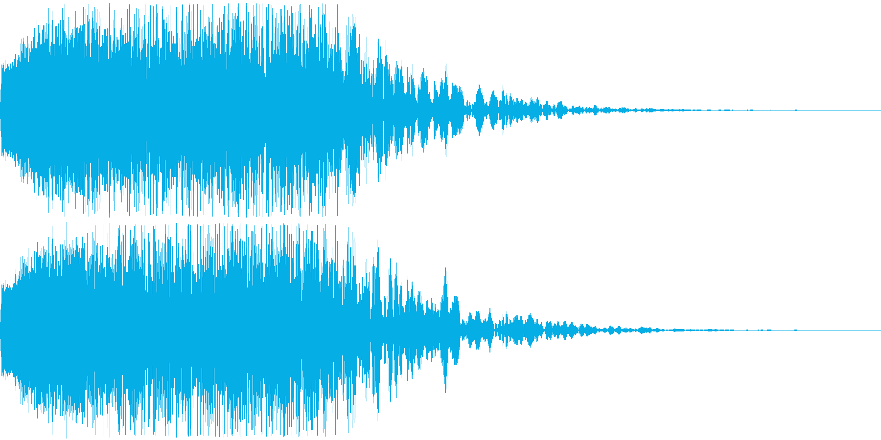 アニメにありそうな爆発音+破片が飛び散るの再生済みの波形