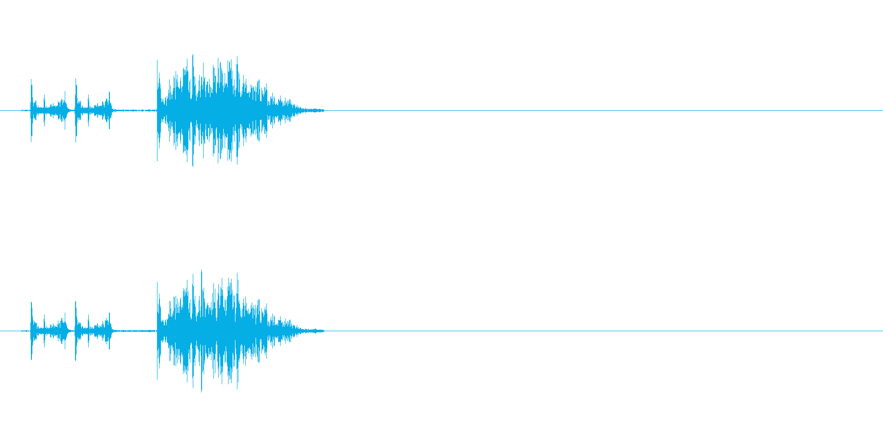 同一音をエフェクト加工したクリック音で…の再生済みの波形