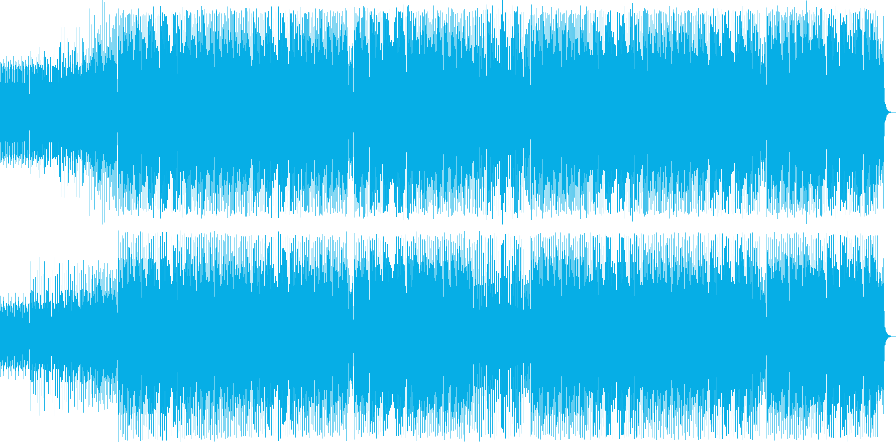 わくわくする4つ打ちのテクノ音の再生済みの波形