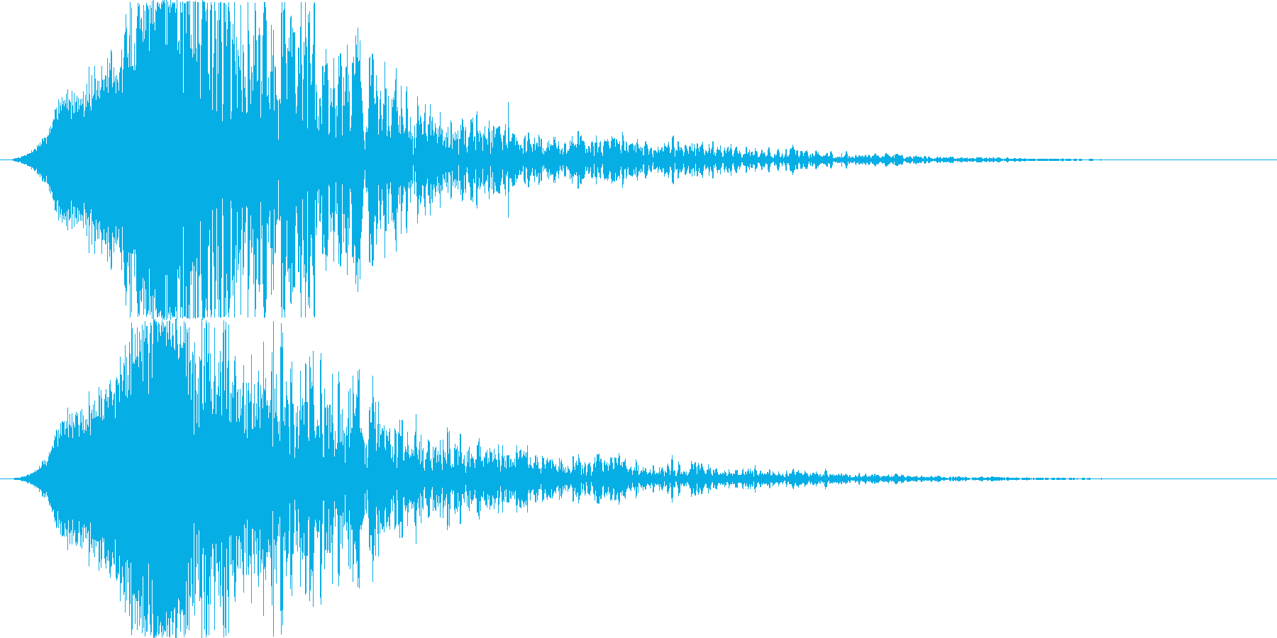 衝撃音の後に、何かが登場したような余韻音の再生済みの波形